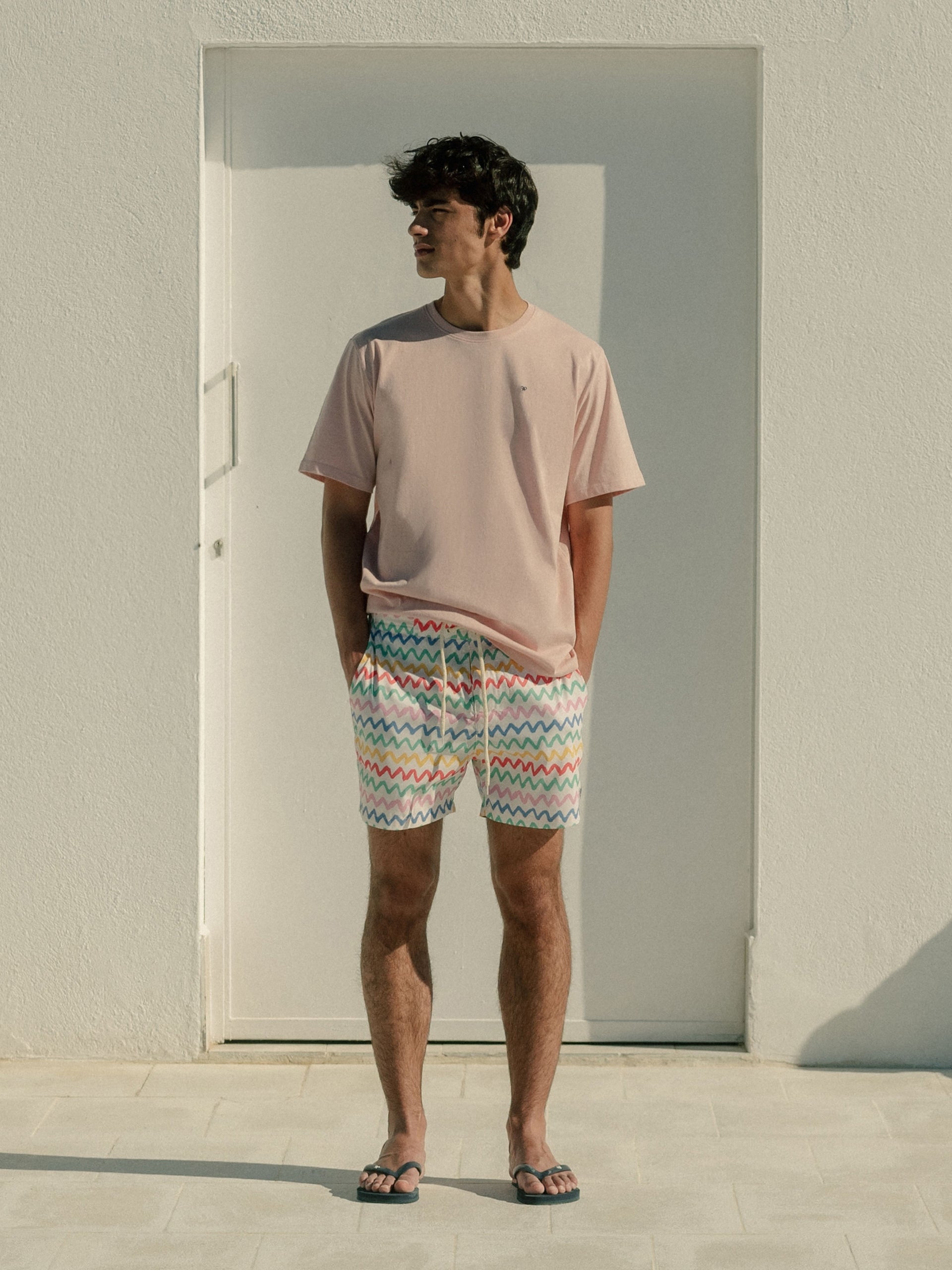 Fato de banho zigzag multicolor creme