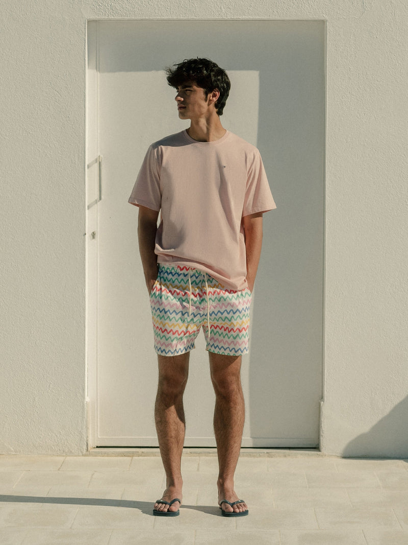 Bañador zigzag multicolor crema
