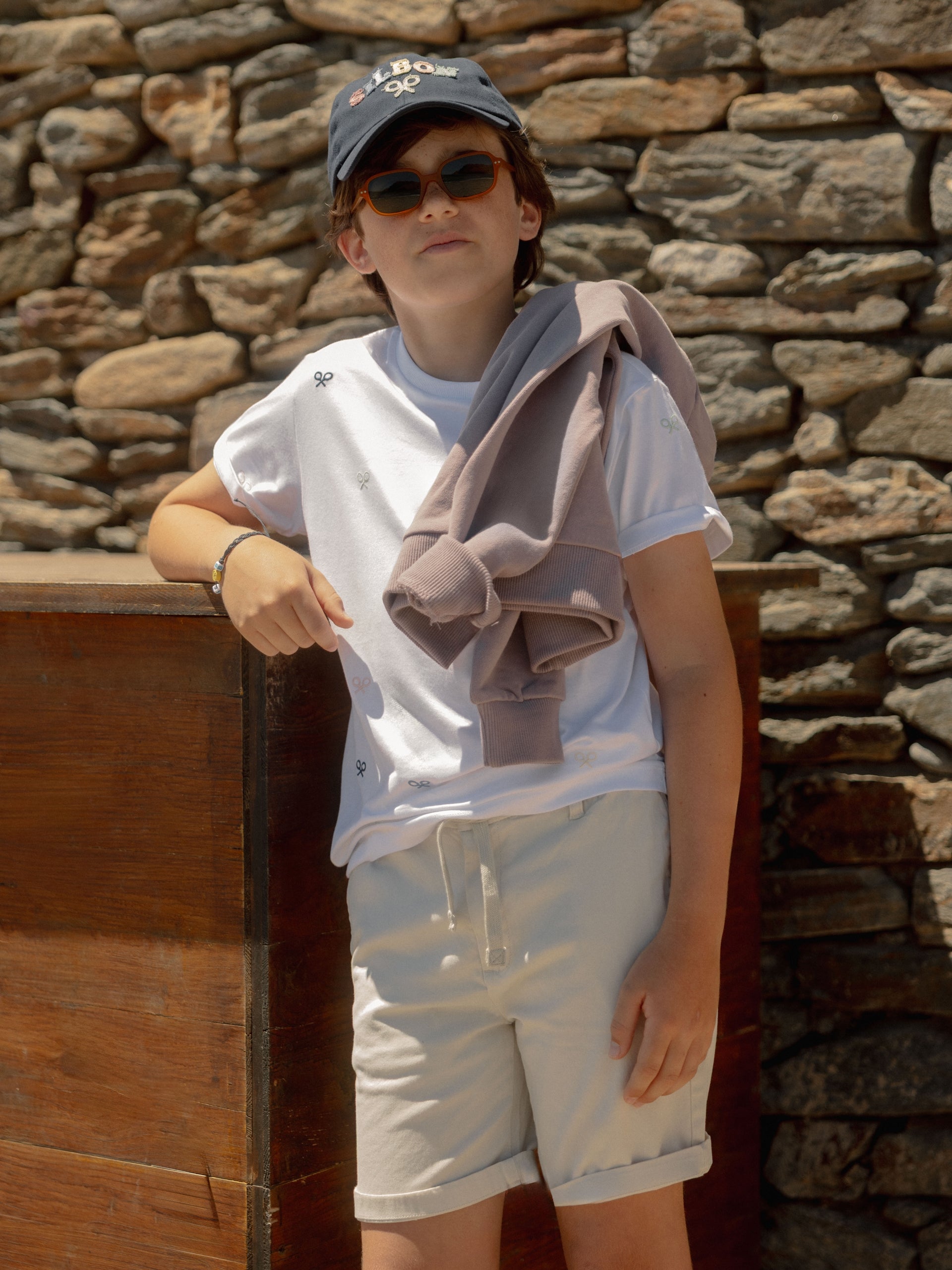 Classic stone kids' Bermuda shorts