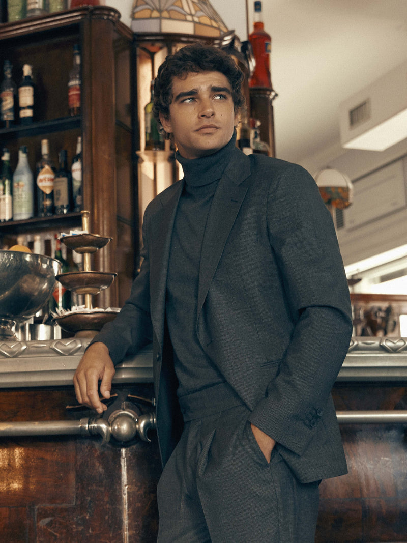 Unique houndstooth grey suit jacket