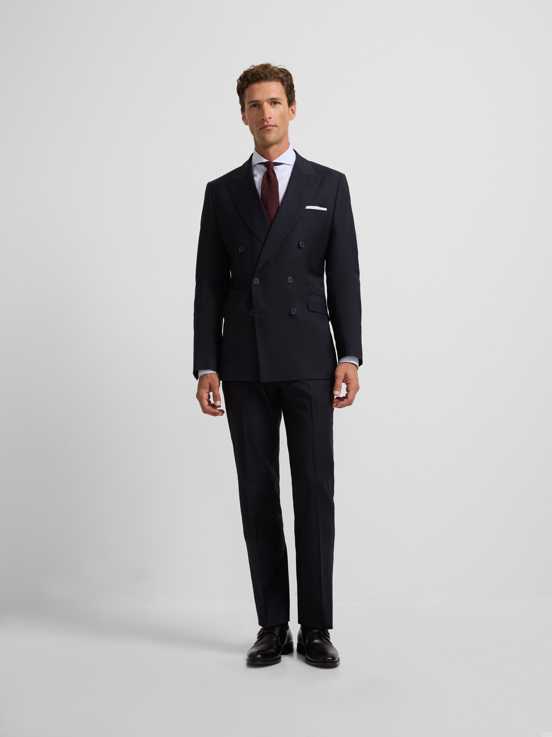 Americana traje cruzado stretch azul marino