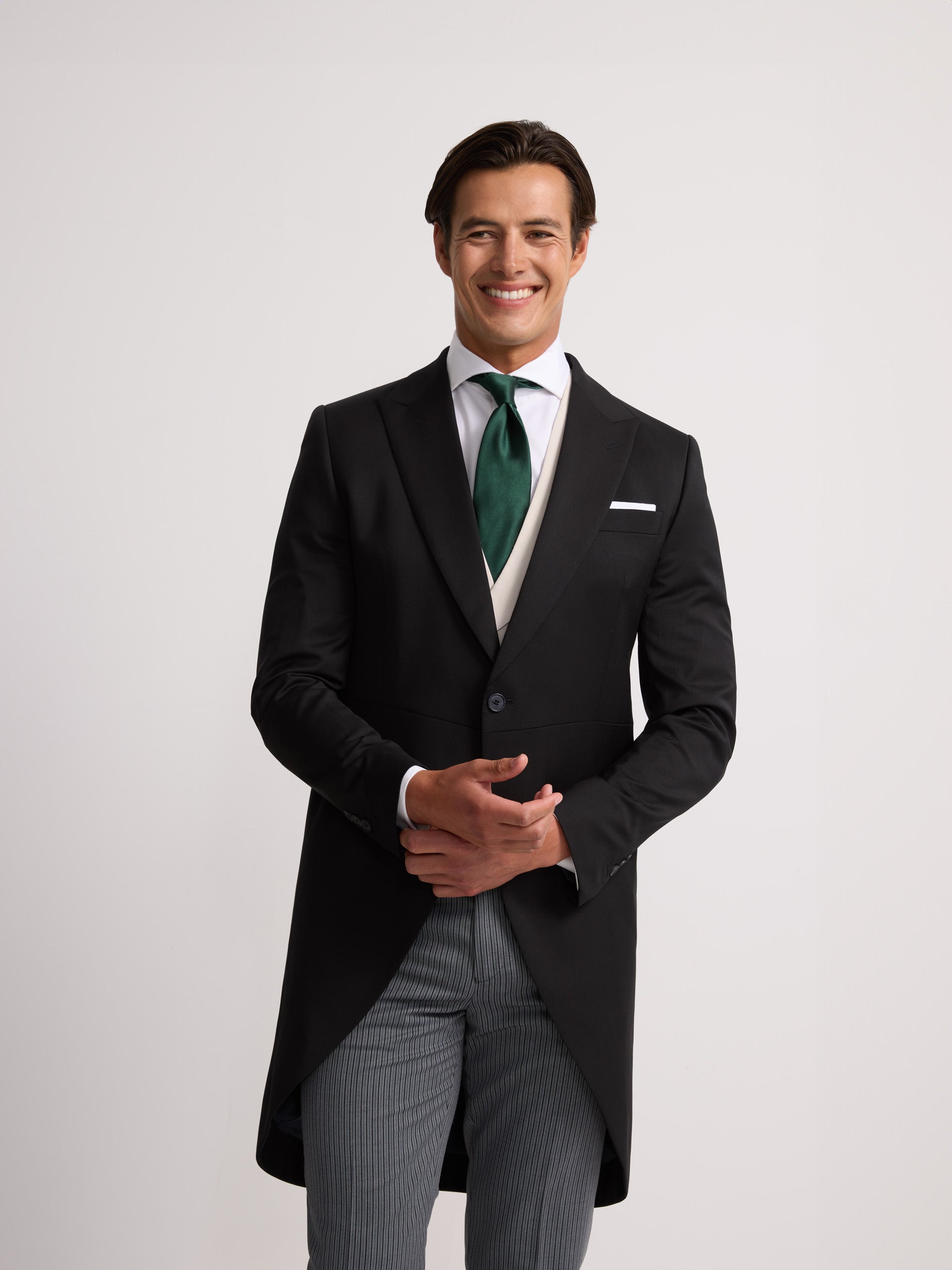 Traje Negro Traje Novio Tirantes Levita Chaque Clasico Stretch