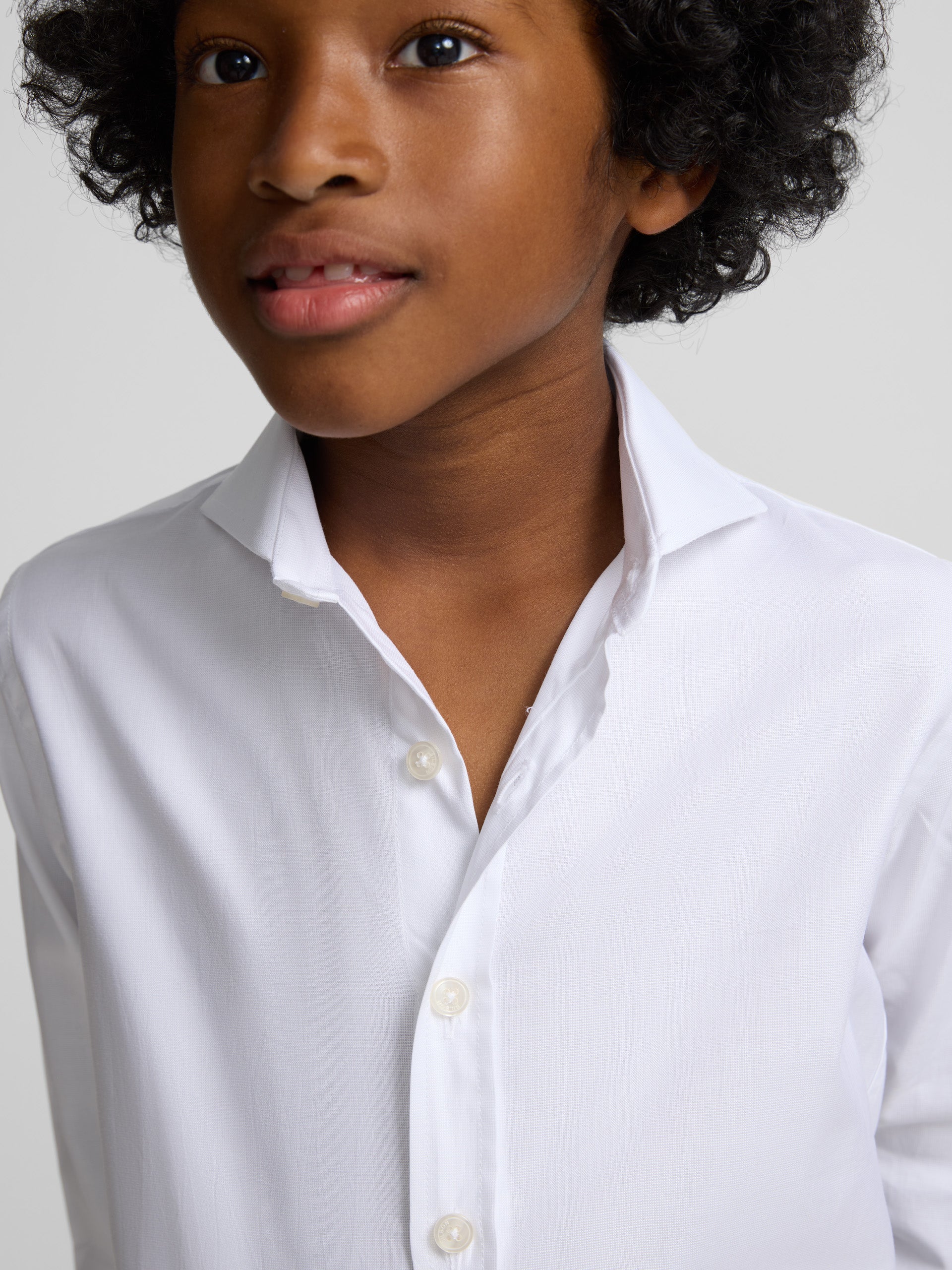 Chemise habillée blanche à simple manchette pour enfants