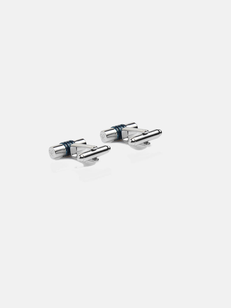 Bouton de manchette cylindre raquettes marine