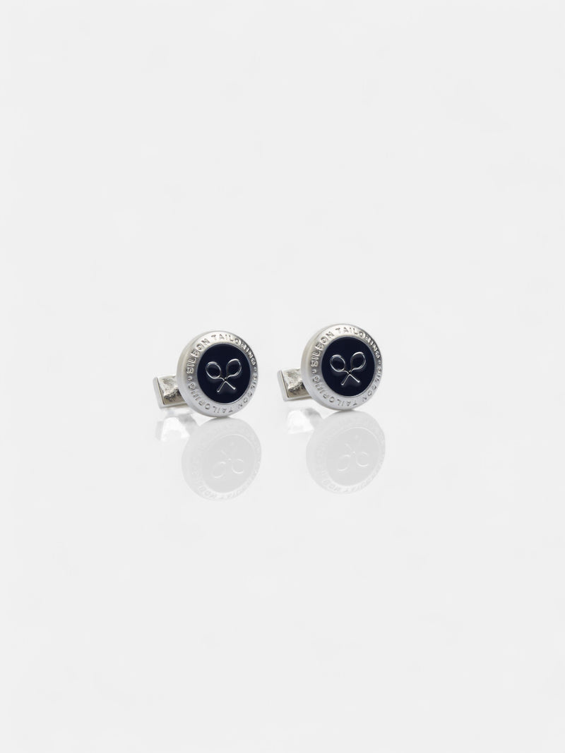 Navy tailoring circle cufflink