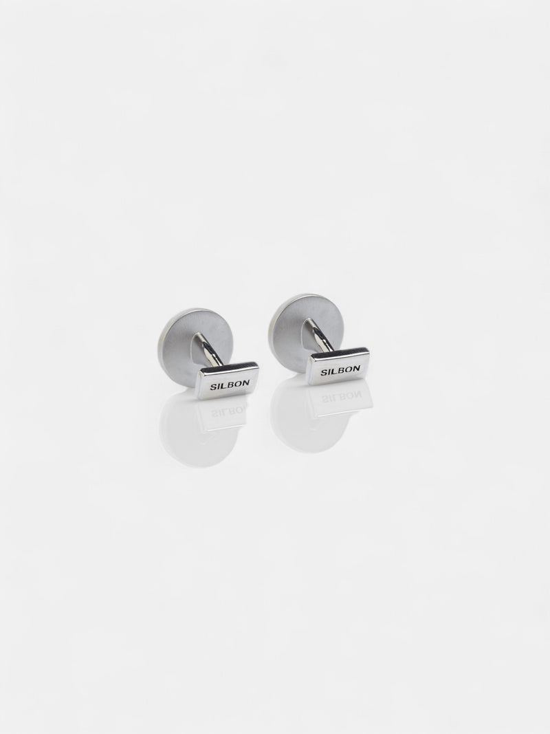 Navy tailoring circle cufflink