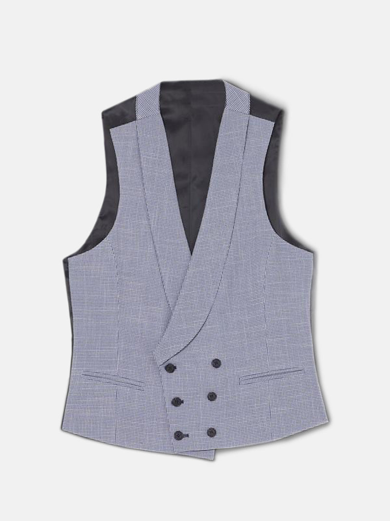 Chaleco chaque cuello redondo pata de gallo azul