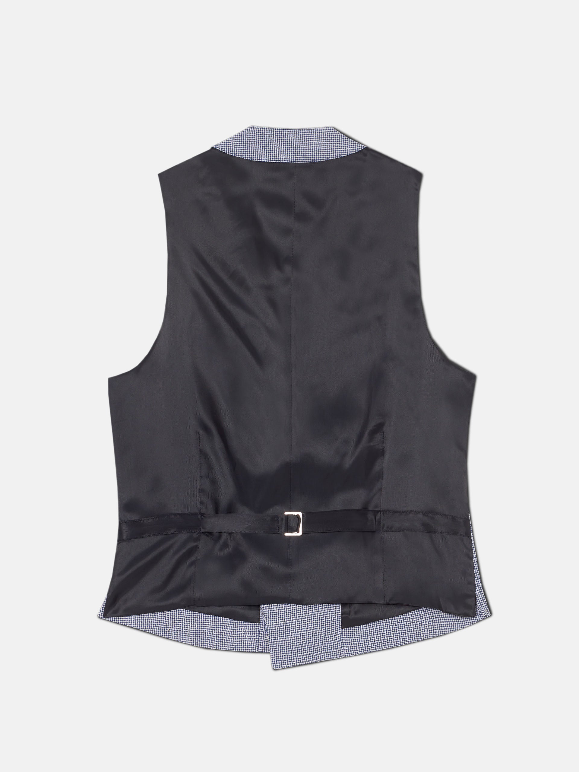 Colete chaque com gola redonda em padrão pied-de-poule azul