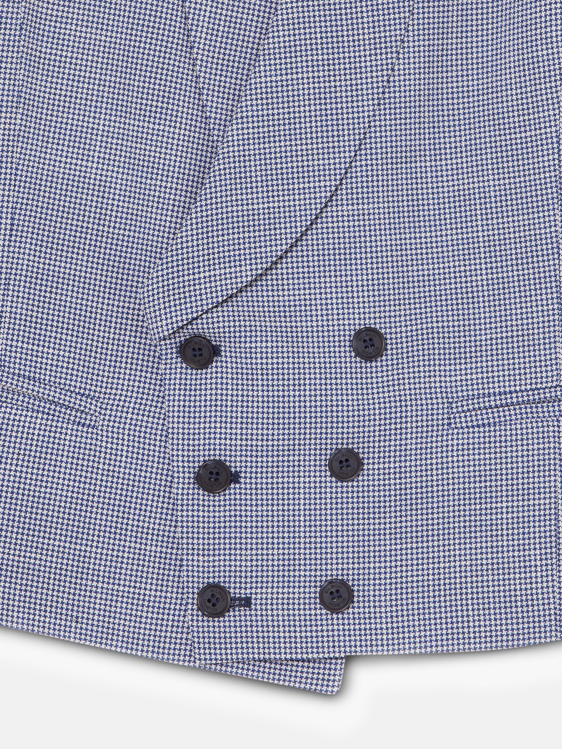 Colete chaque com gola redonda em padrão pied-de-poule azul