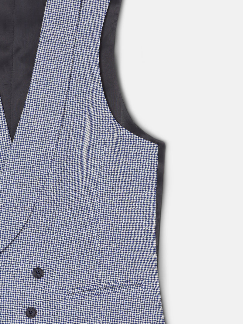 Chaleco chaque cuello redondo pata de gallo azul