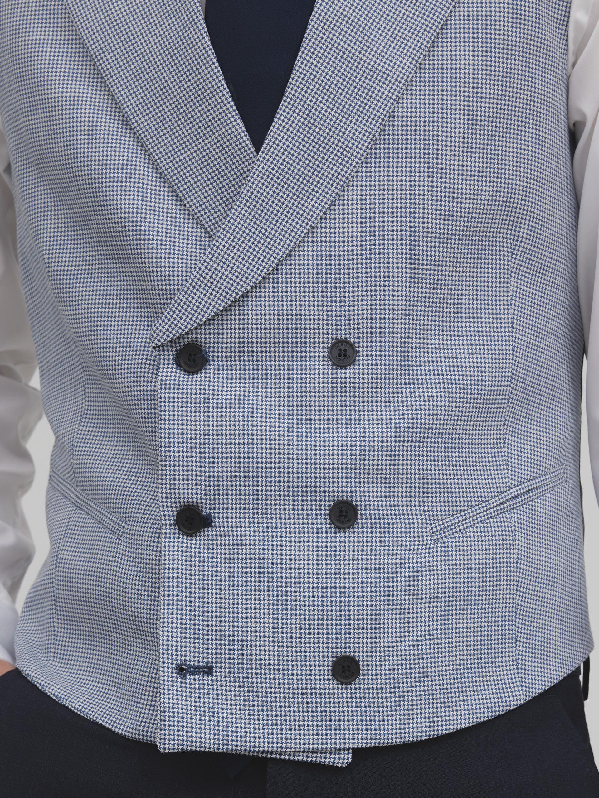 Colete clássico de padrão pied-de-poule azul