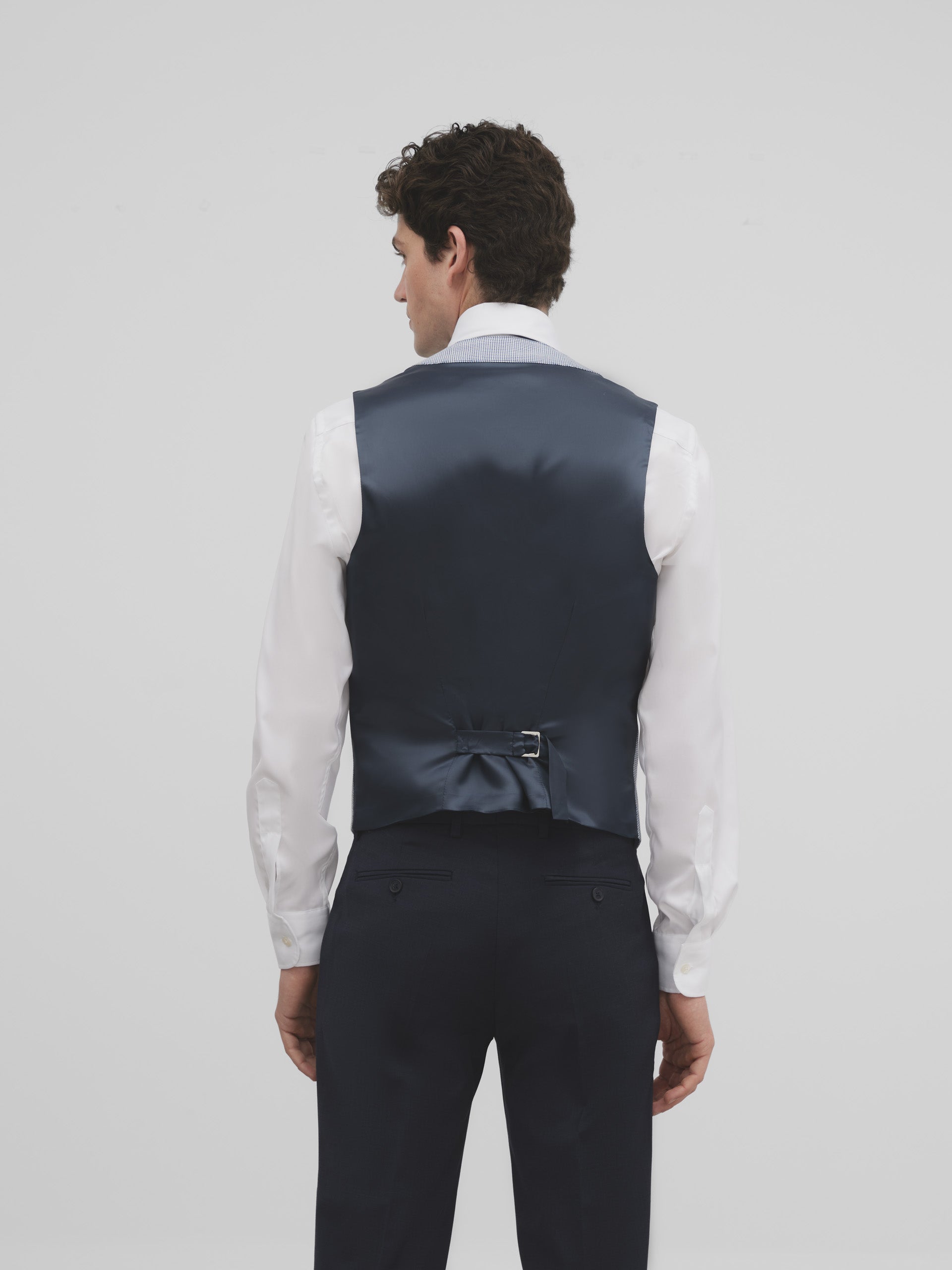 Colete clássico de padrão pied-de-poule azul