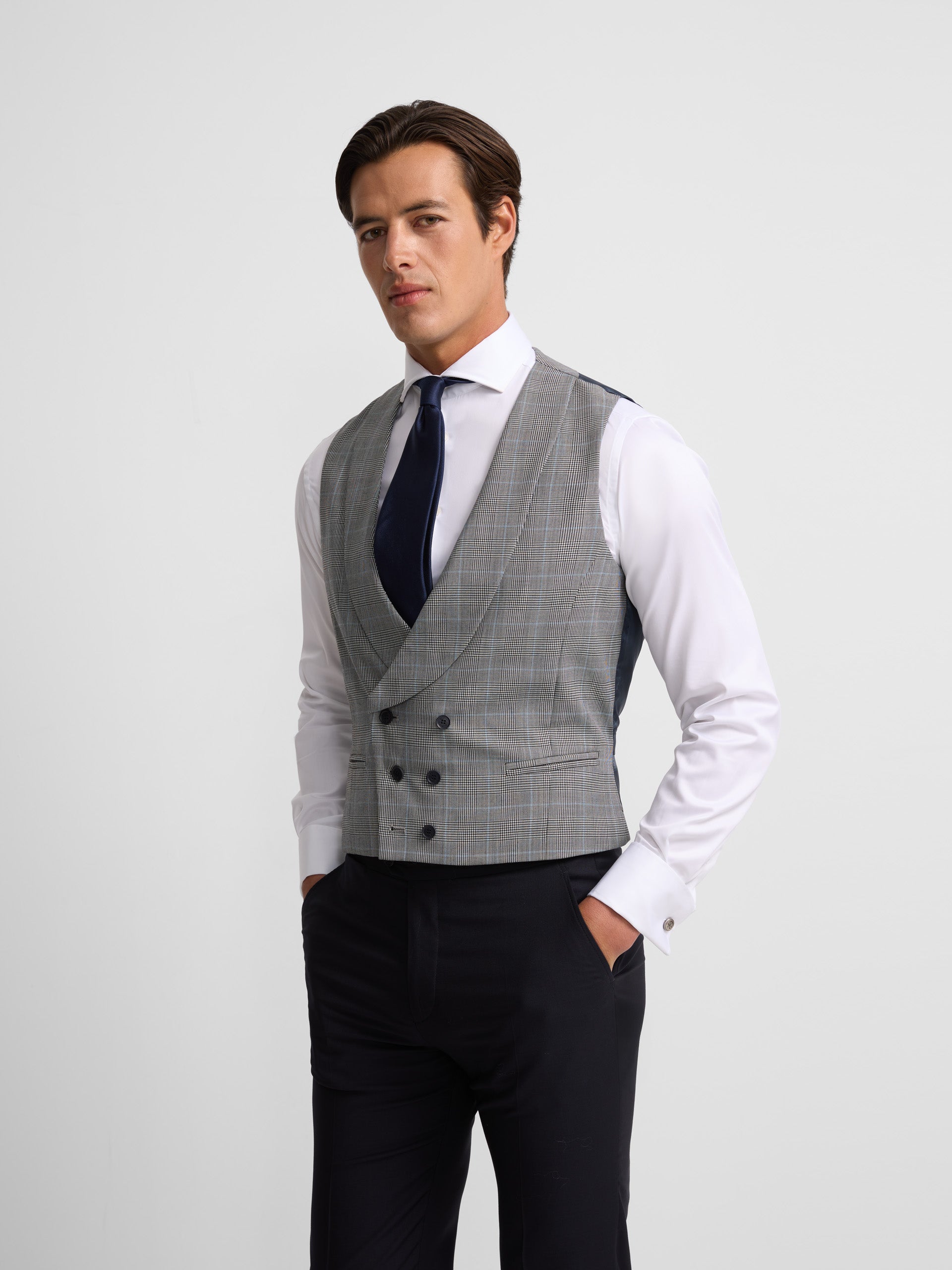 Colete chaque Silbon príncipe de Gales cinzento