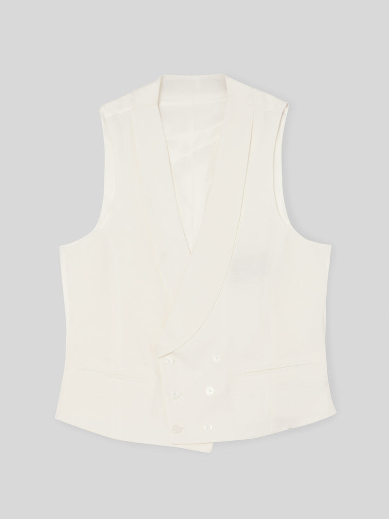 Chaleco chaque cuello redondo blanco roto