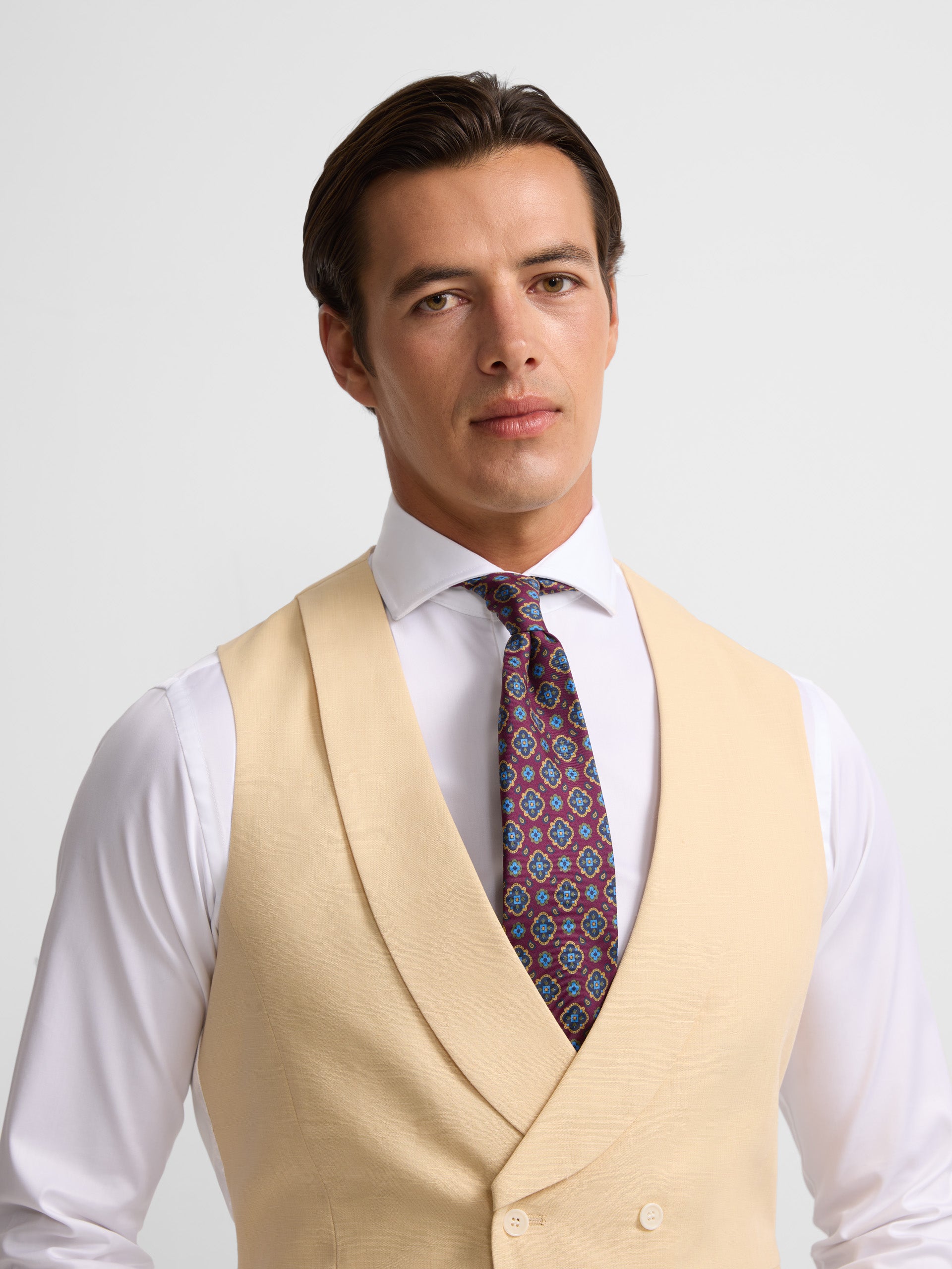 Camel round neck jacket vest