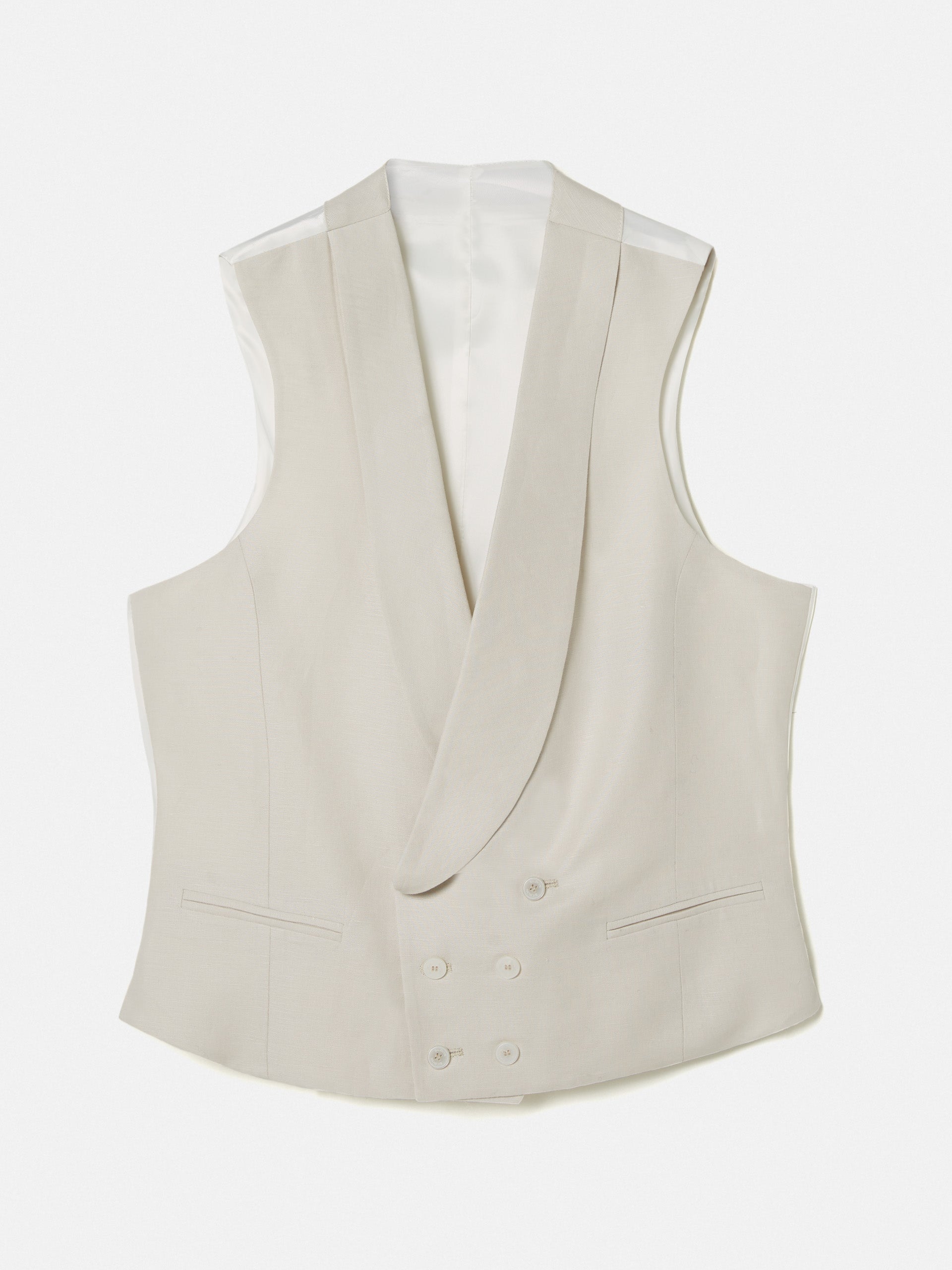 Pearl grey round neck jacket vest