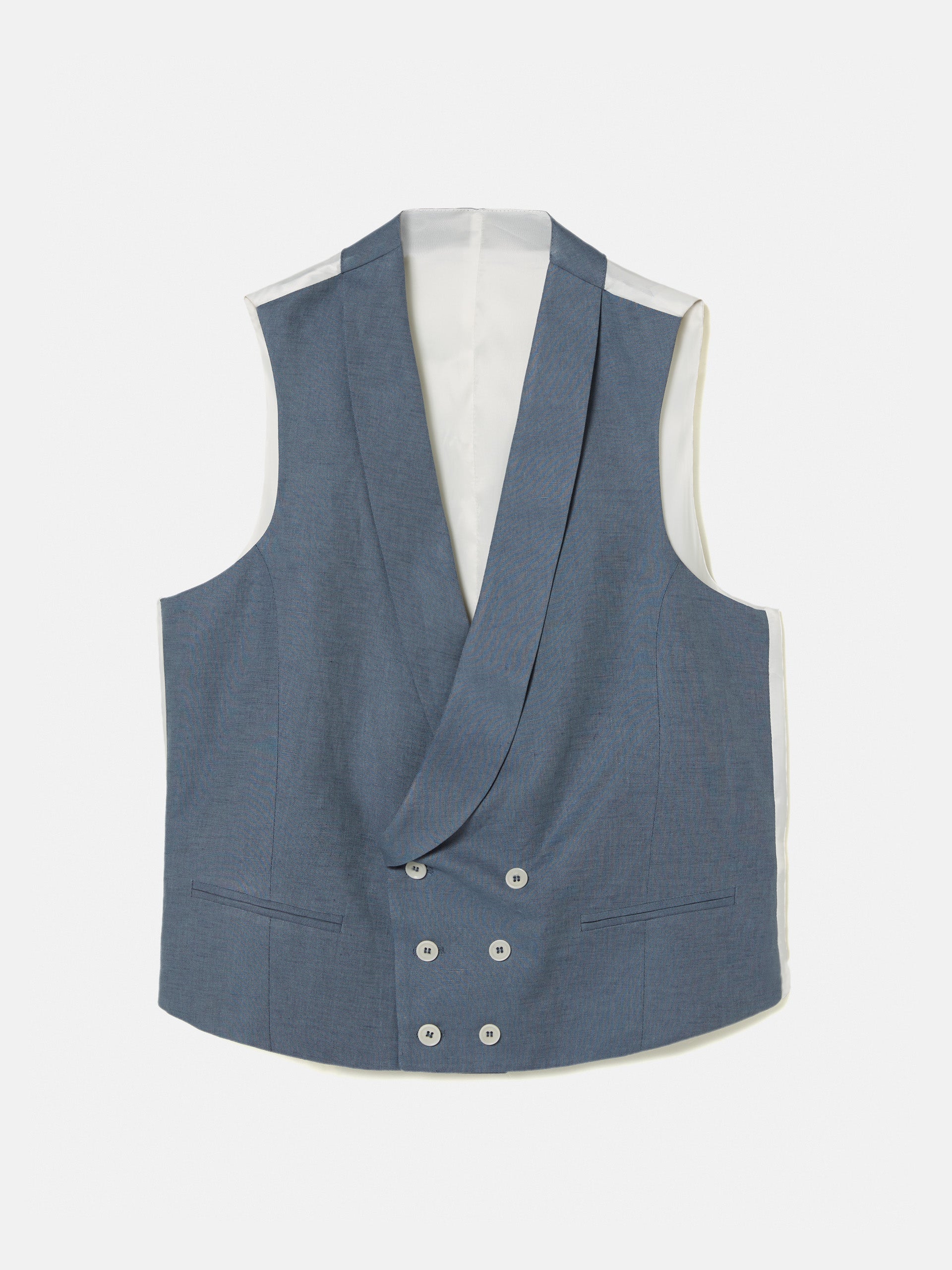 Colete chaque com gola redonda azul ardósia