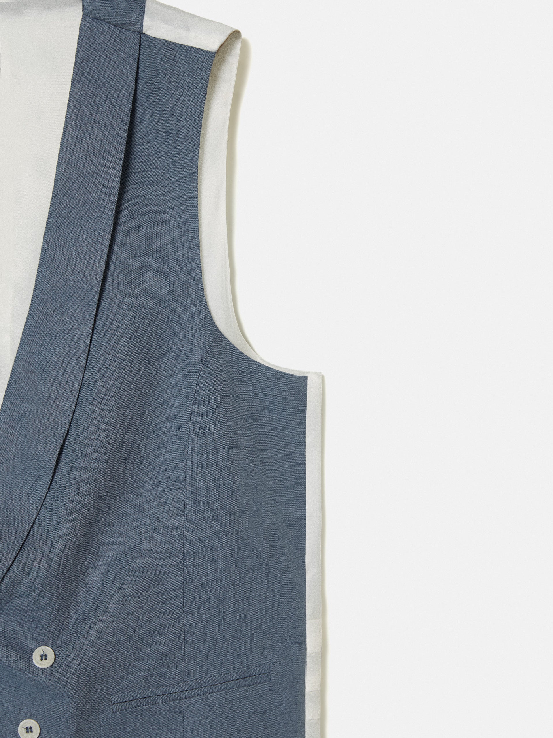 Colete chaque com gola redonda azul ardósia