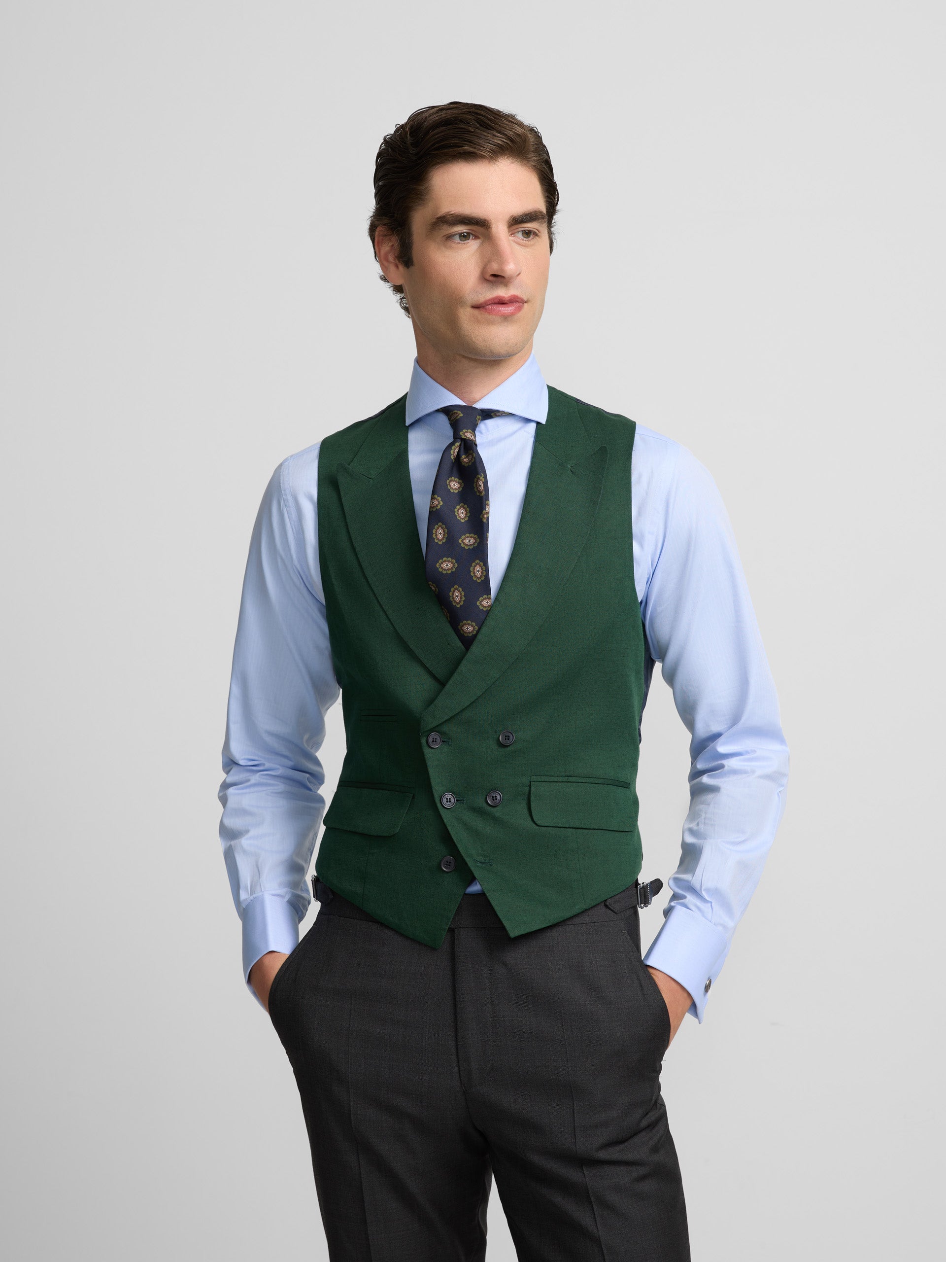 Corbata Color Chaleco Chaque Chaleco Chaque Tailoring Verde Oscuro
