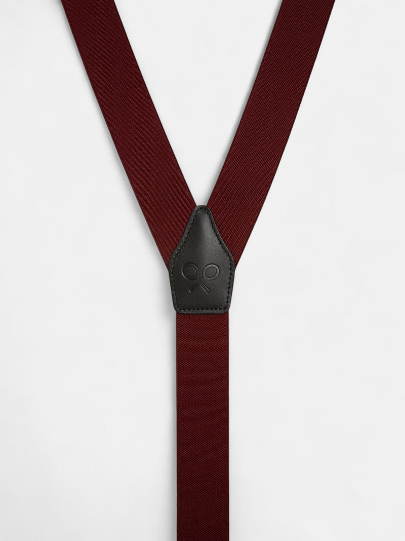 Plain burgundy Silbon suspenders