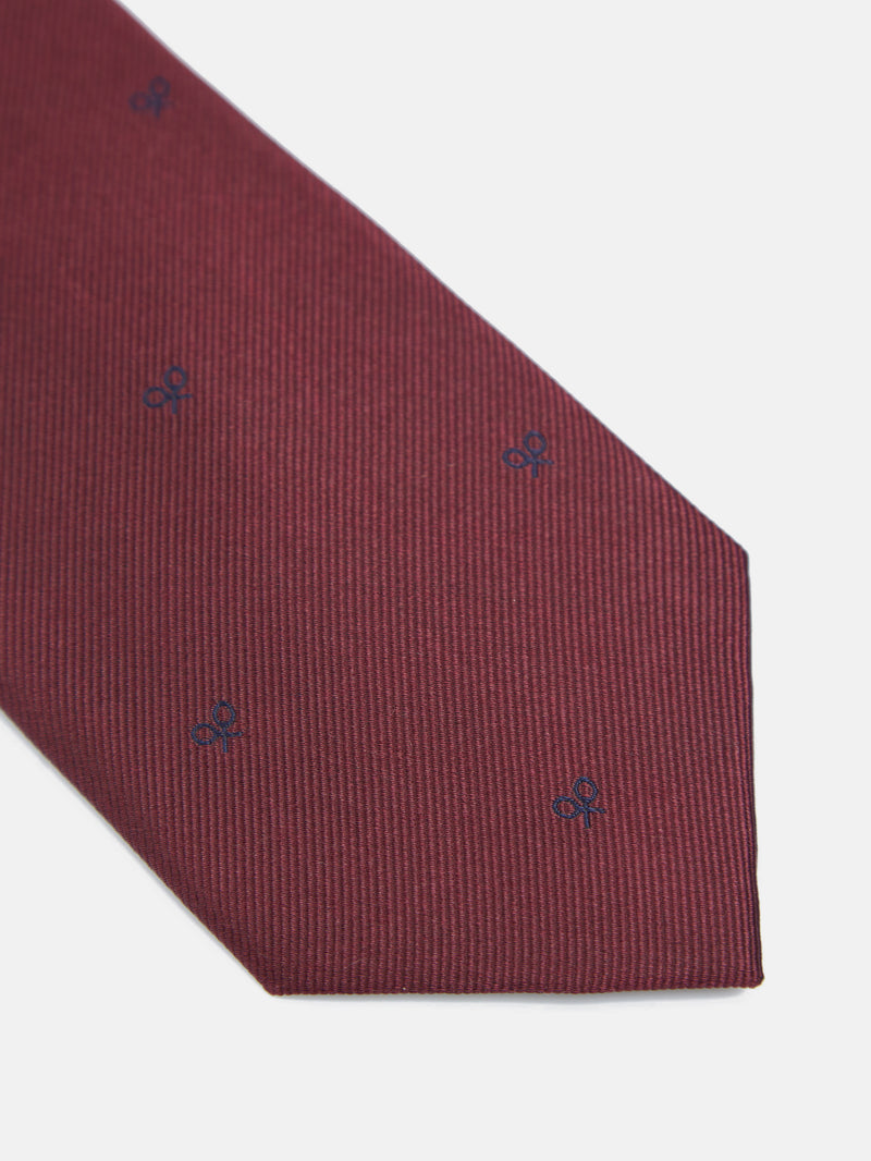 Corbata silbon motivos raquetas burdeos
