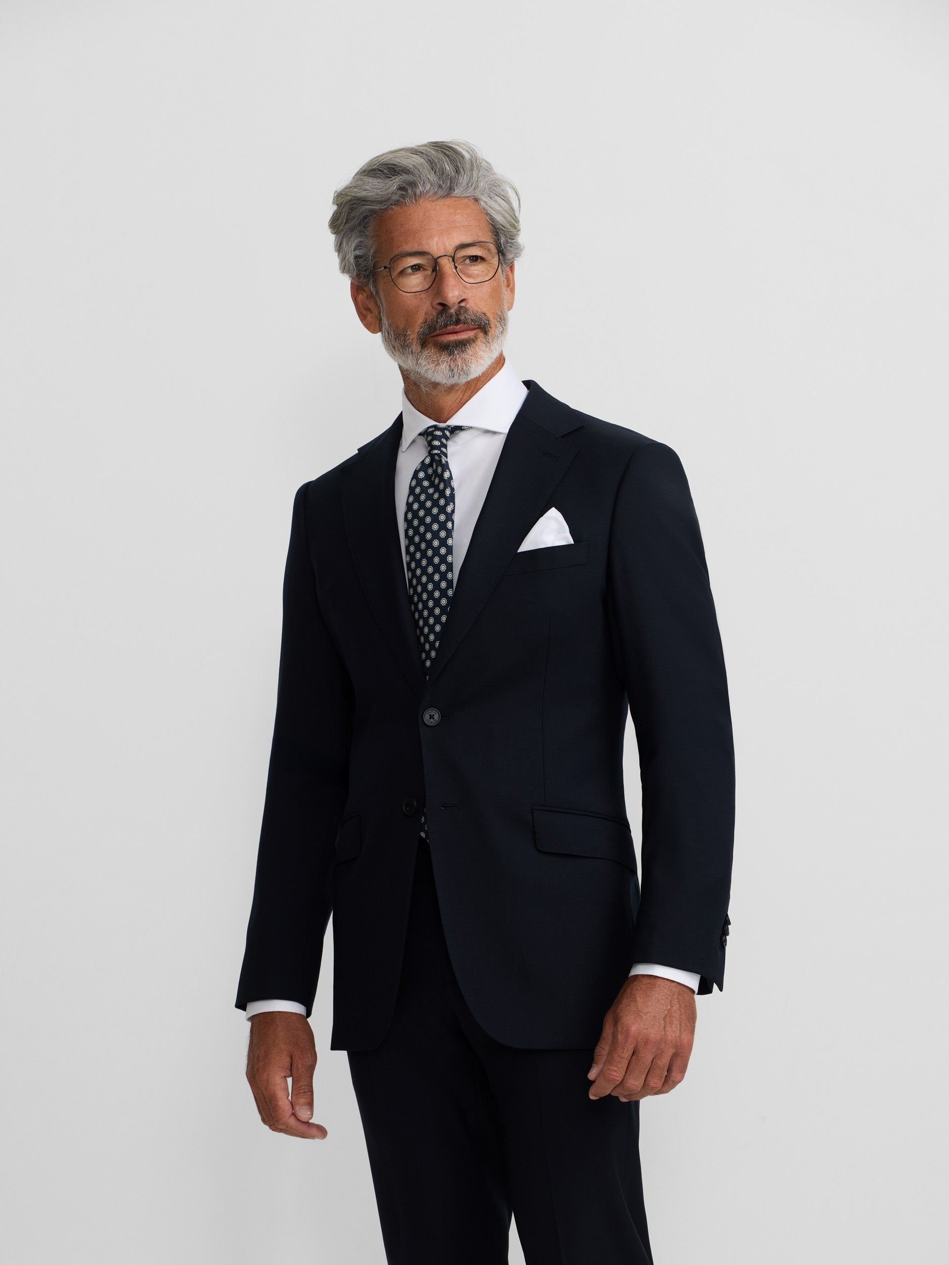 Natural stretch dark navy suit jacket