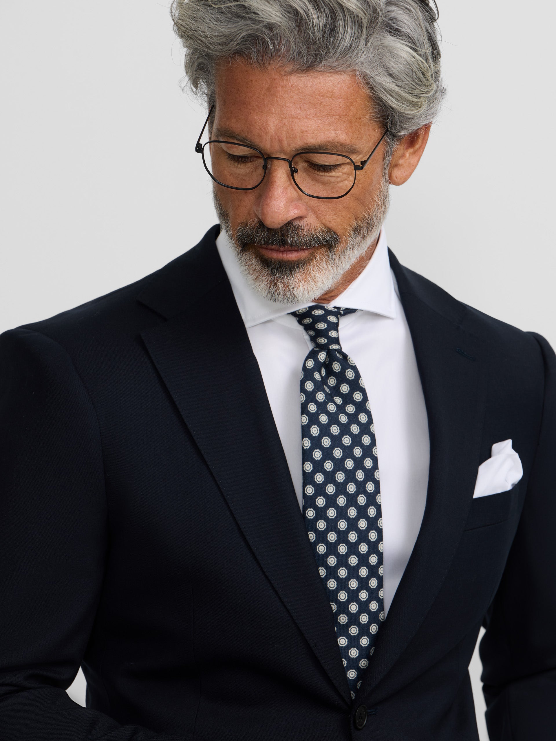 Blazer fato natural stretch azul-marinho escuro