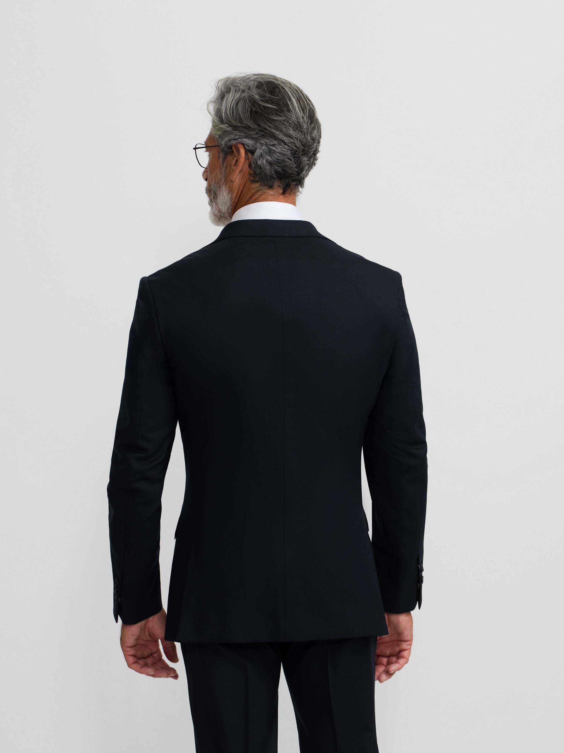 Blazer fato natural stretch azul-marinho escuro