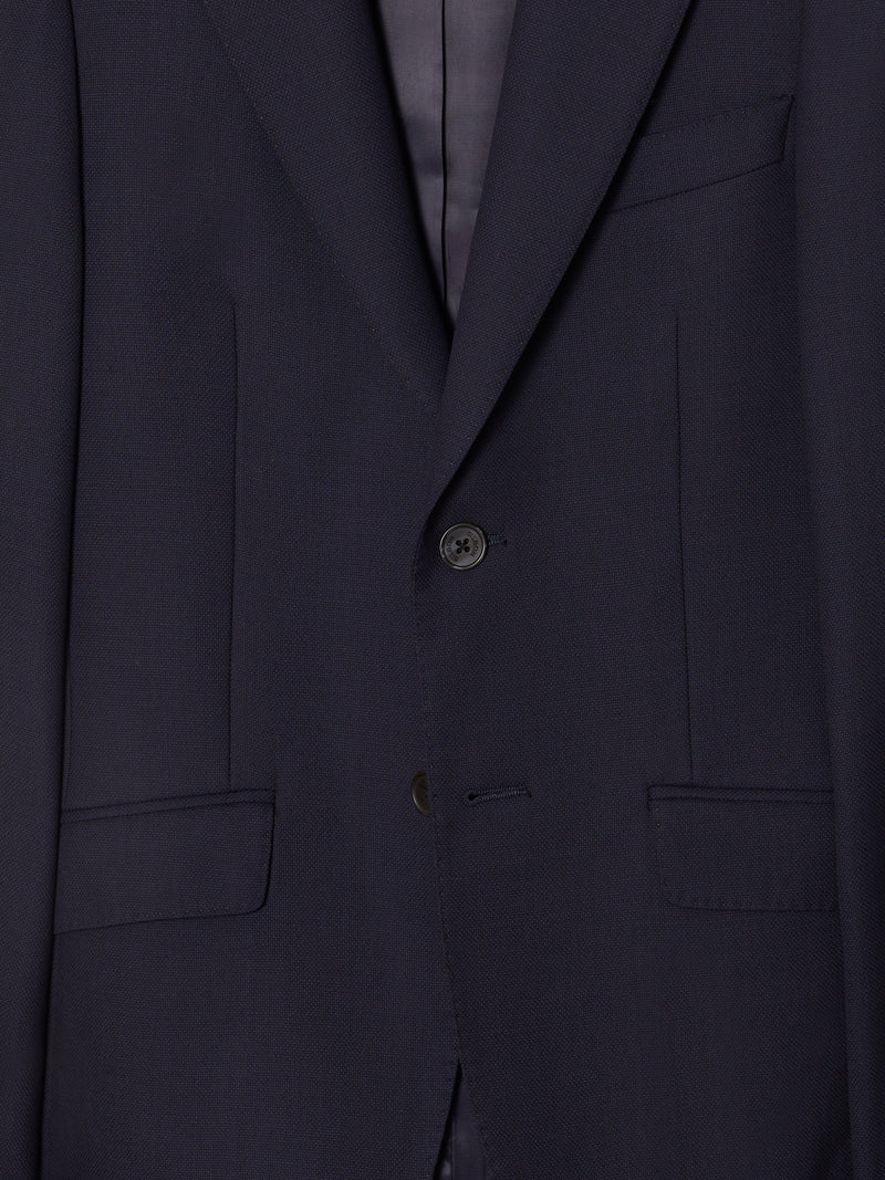 Navy blue structured suit jacket