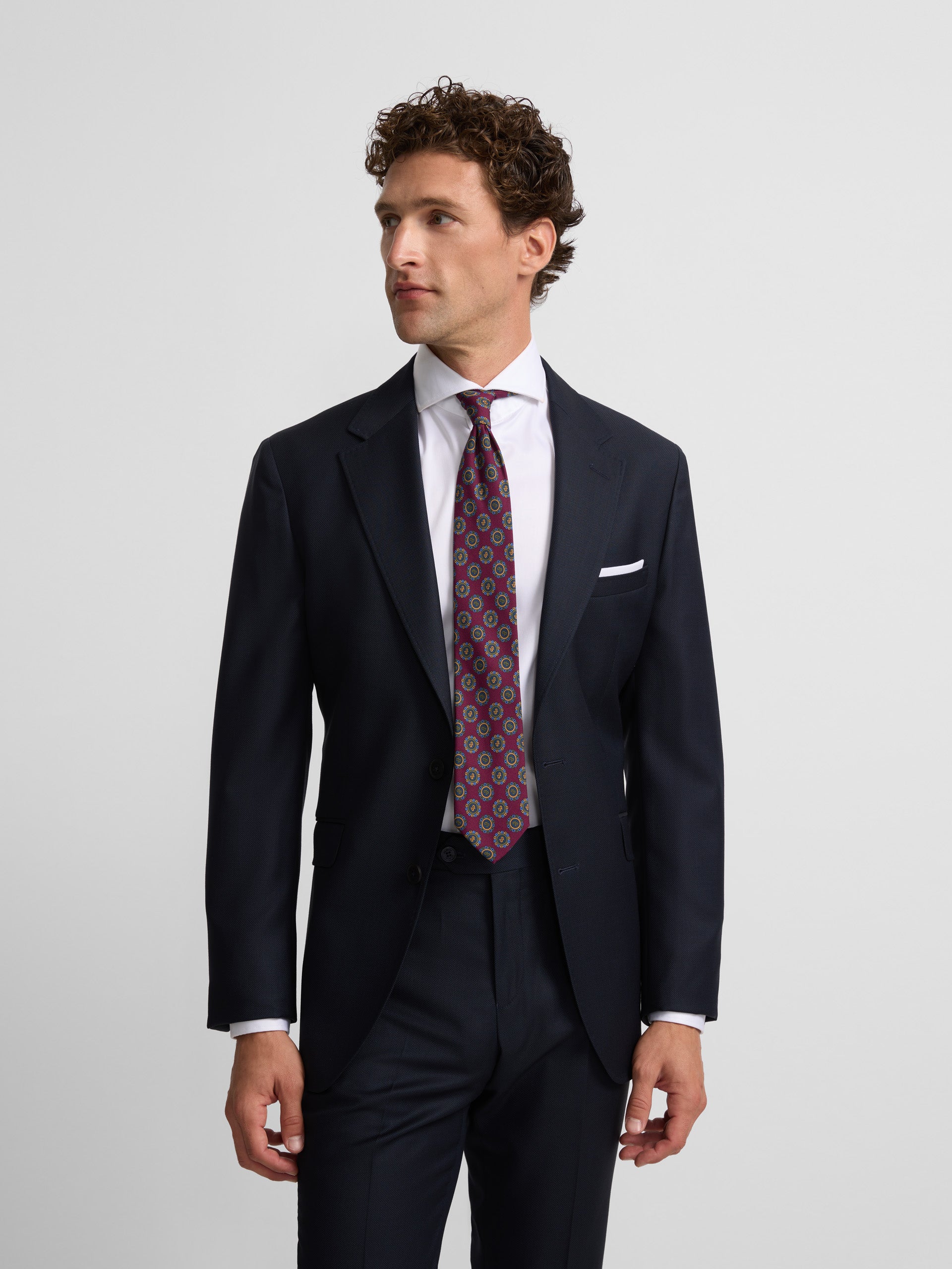Navy blue structured suit jacket