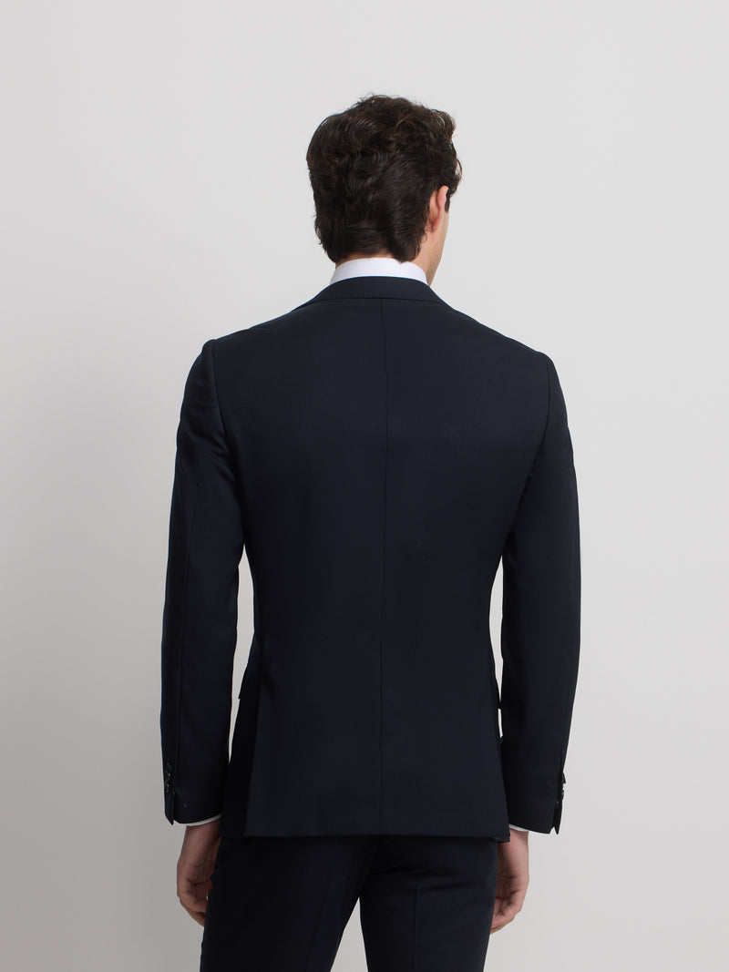 Navy blue structured suit jacket