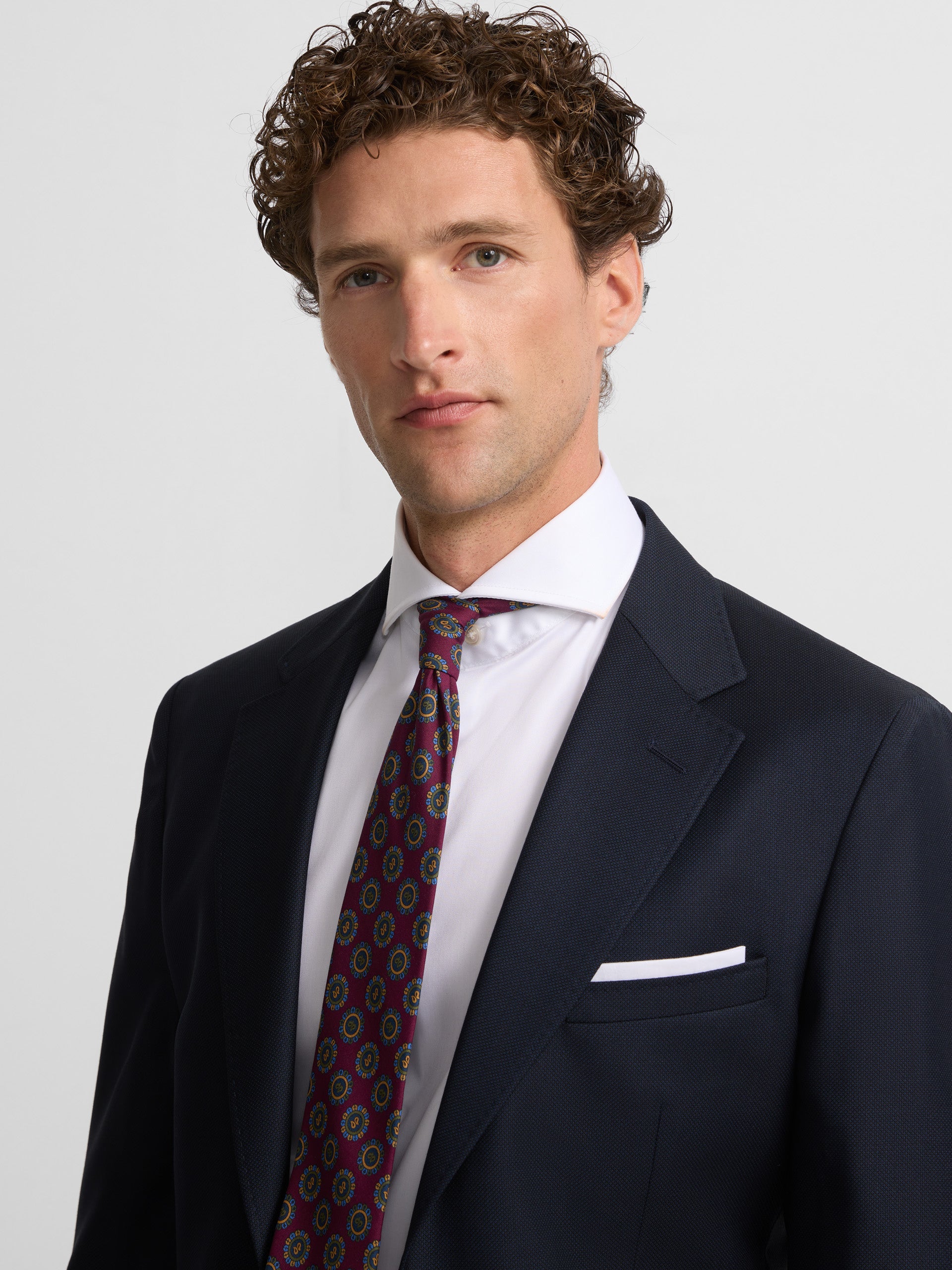 Navy blue structured suit jacket