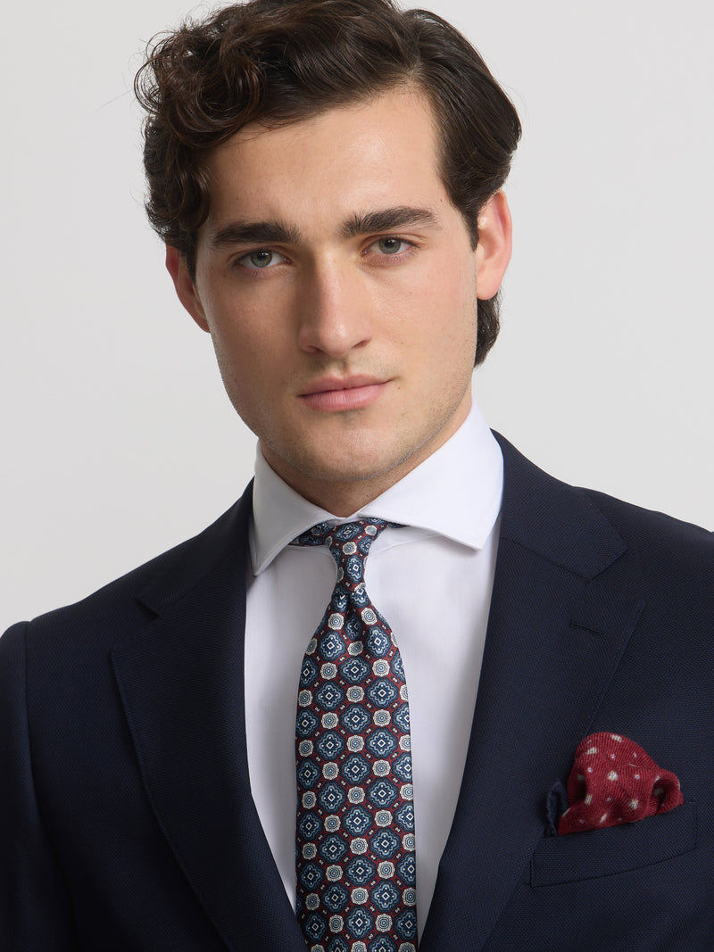 Navy blue structured suit jacket