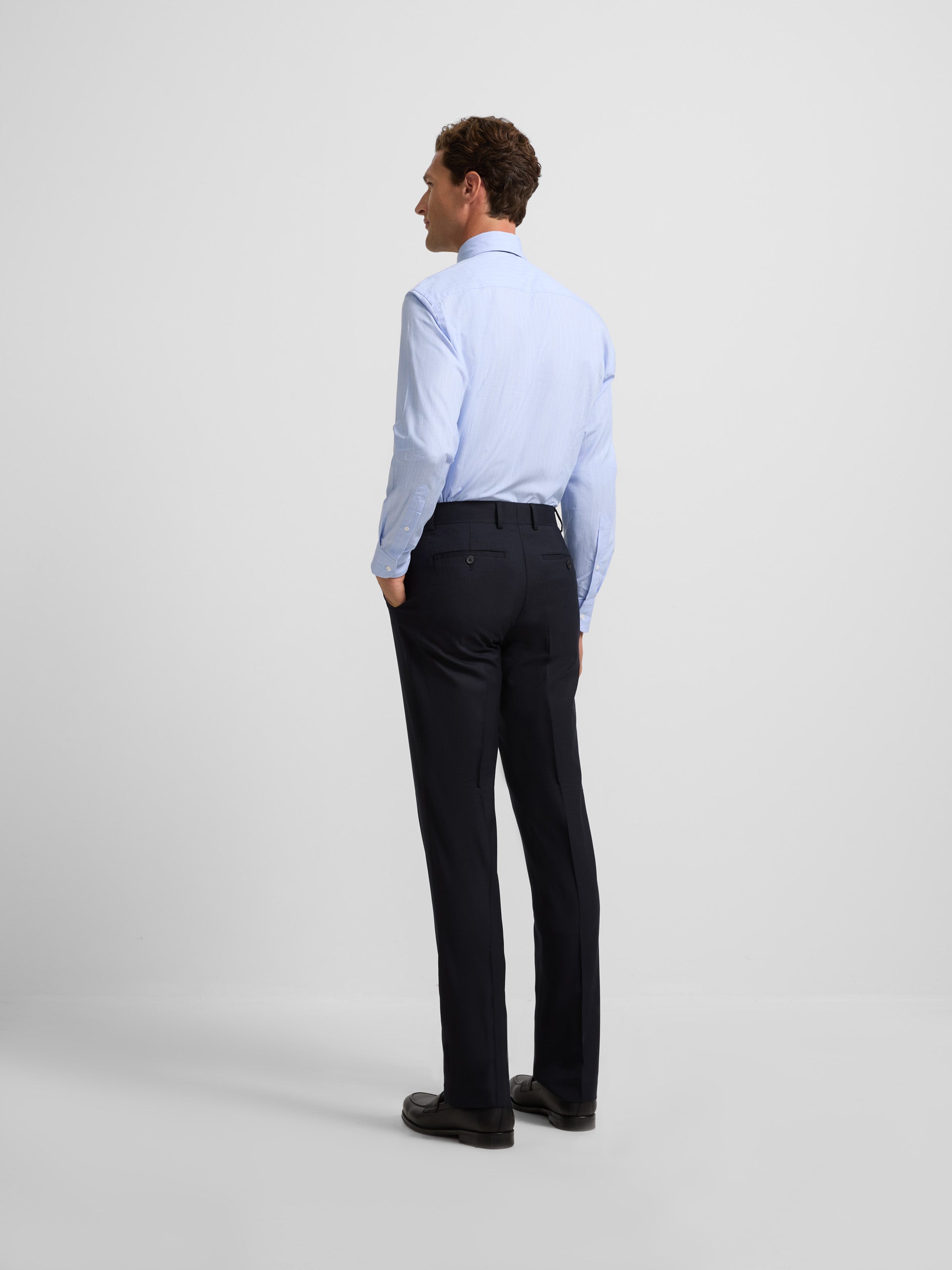 Pantalon traje natural stretch azul claro