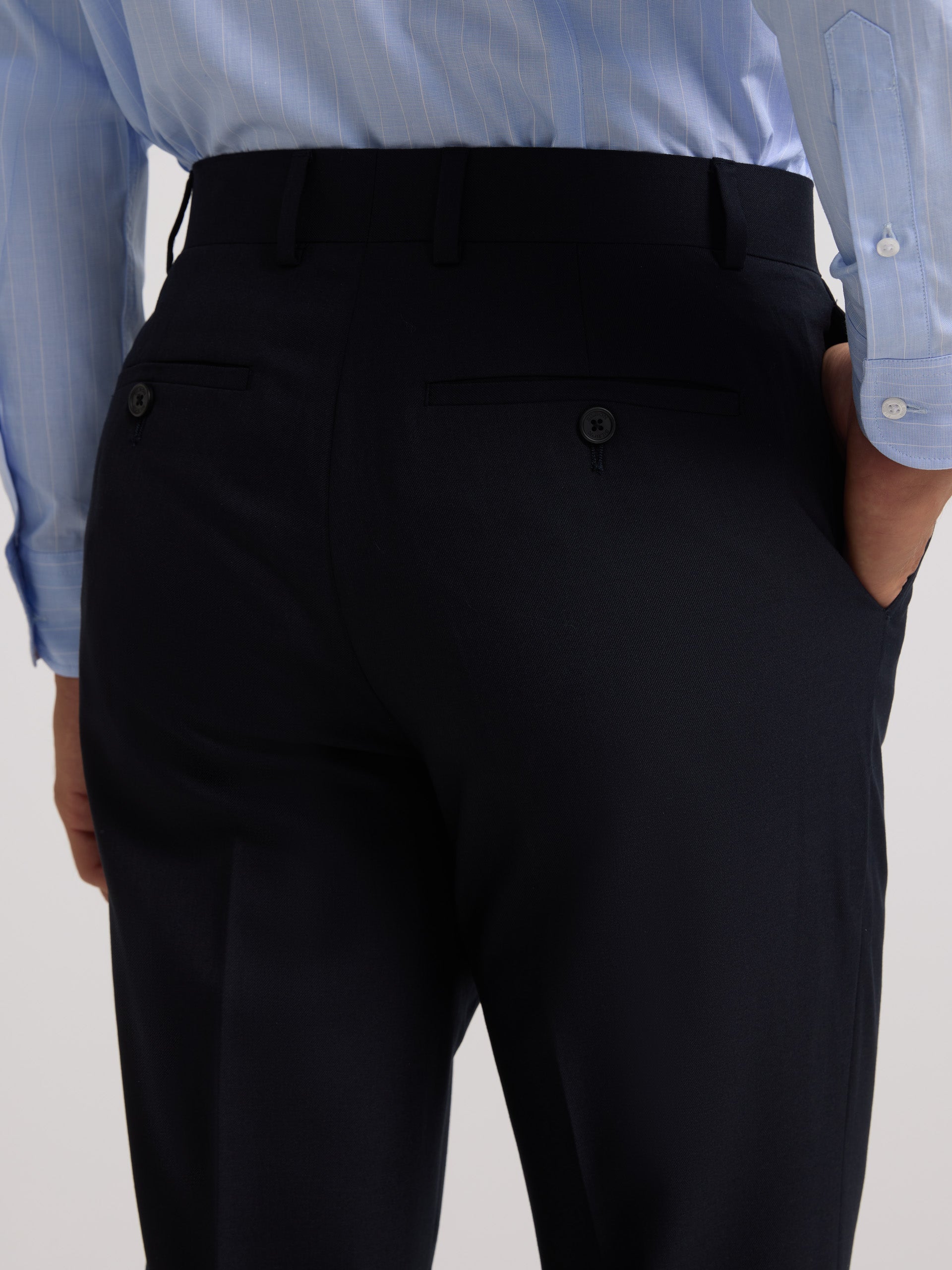 Pantalon traje natural stretch azul claro