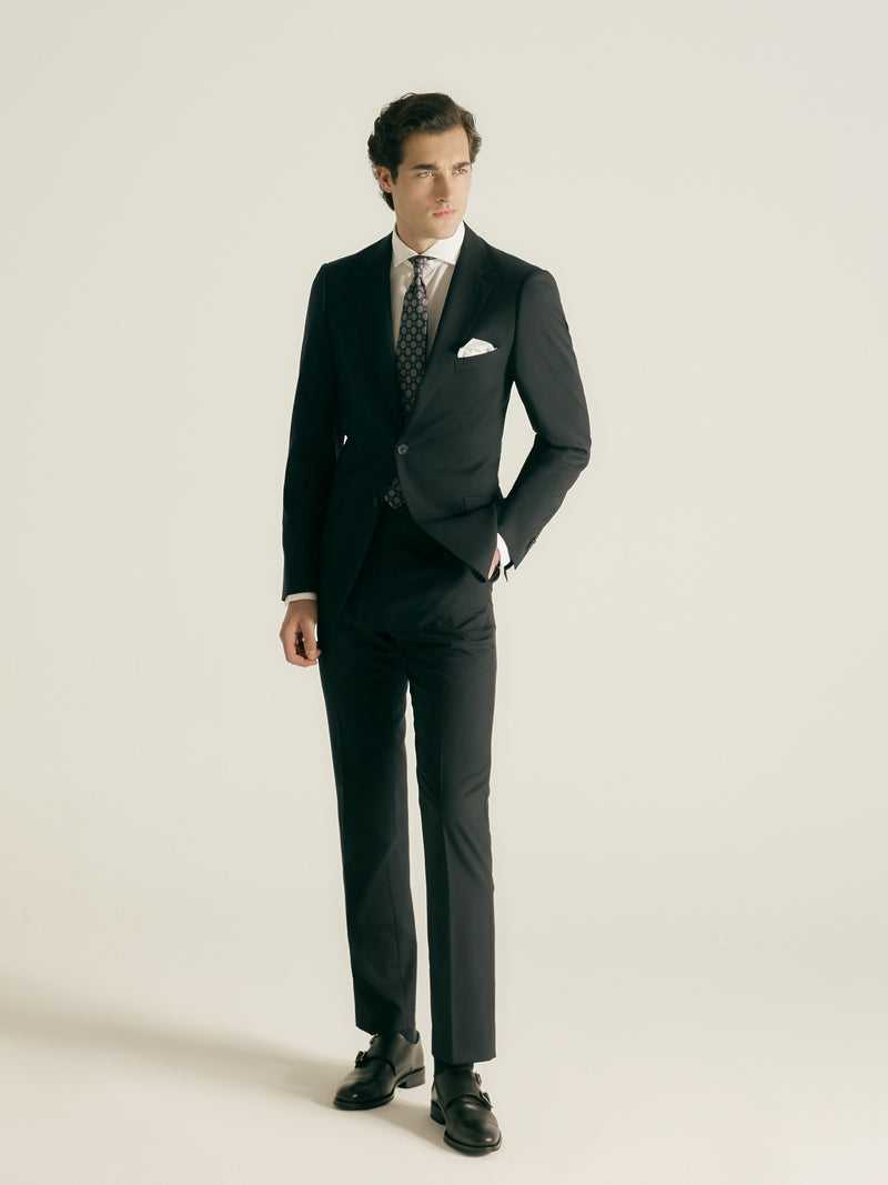 Pantalon de costume stretch naturel bleu marine foncé
