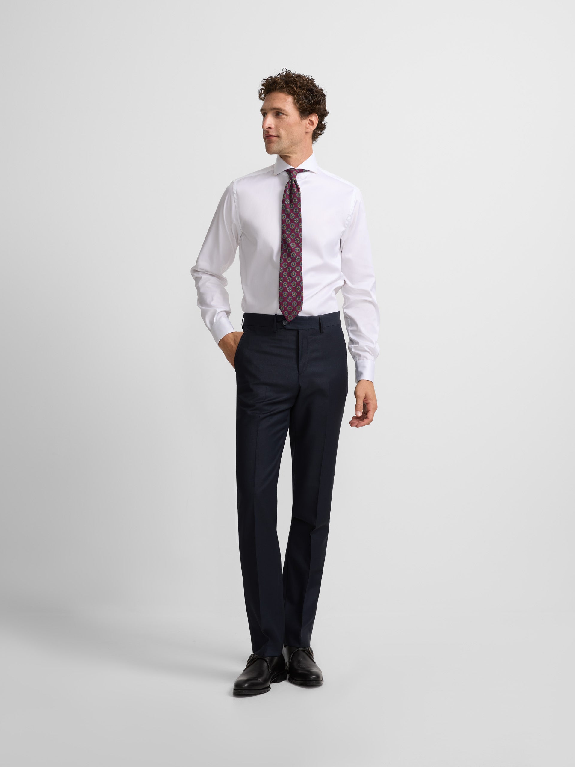 Navy blue structured suit pants