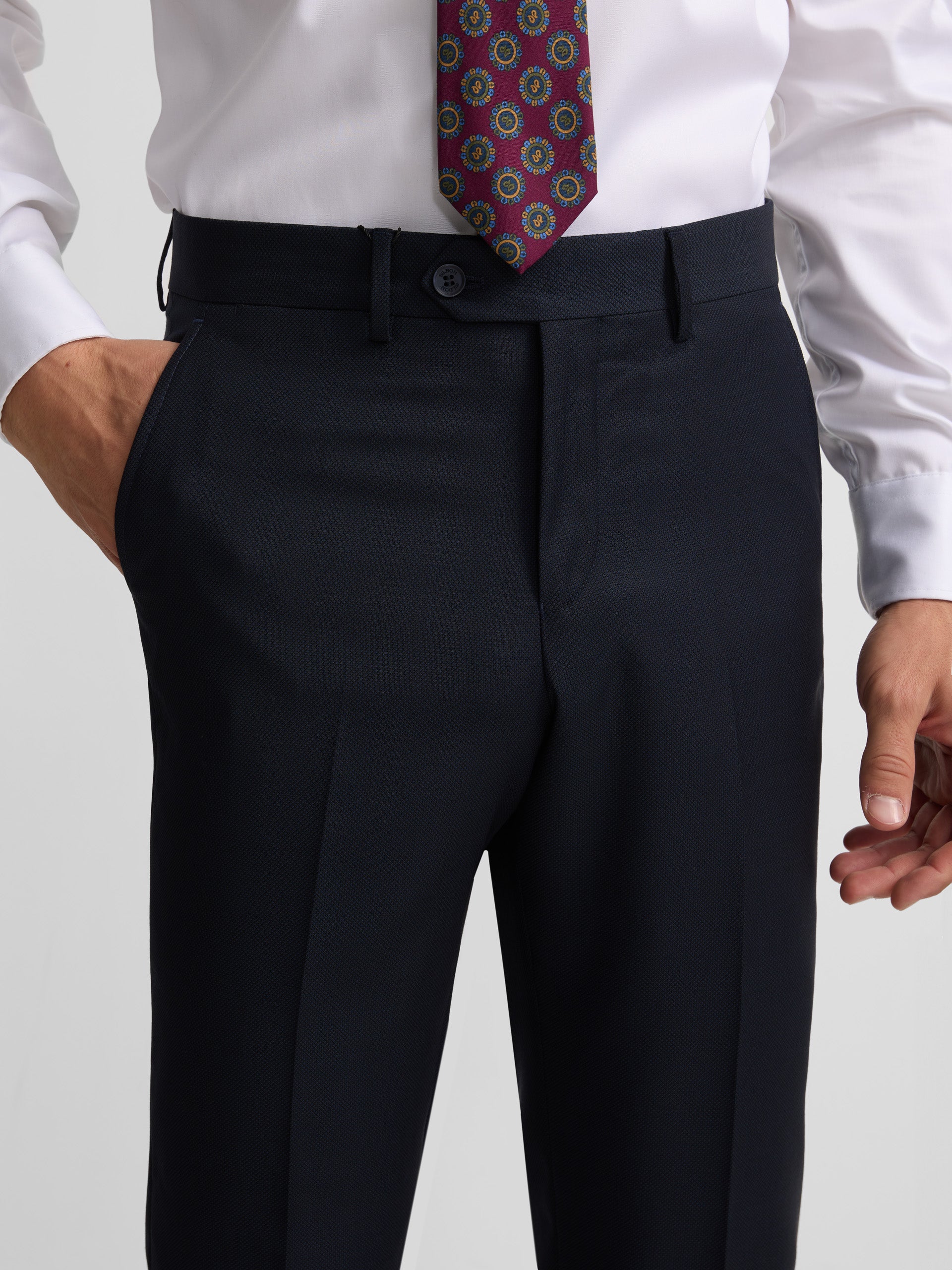 Navy blue structured suit pants