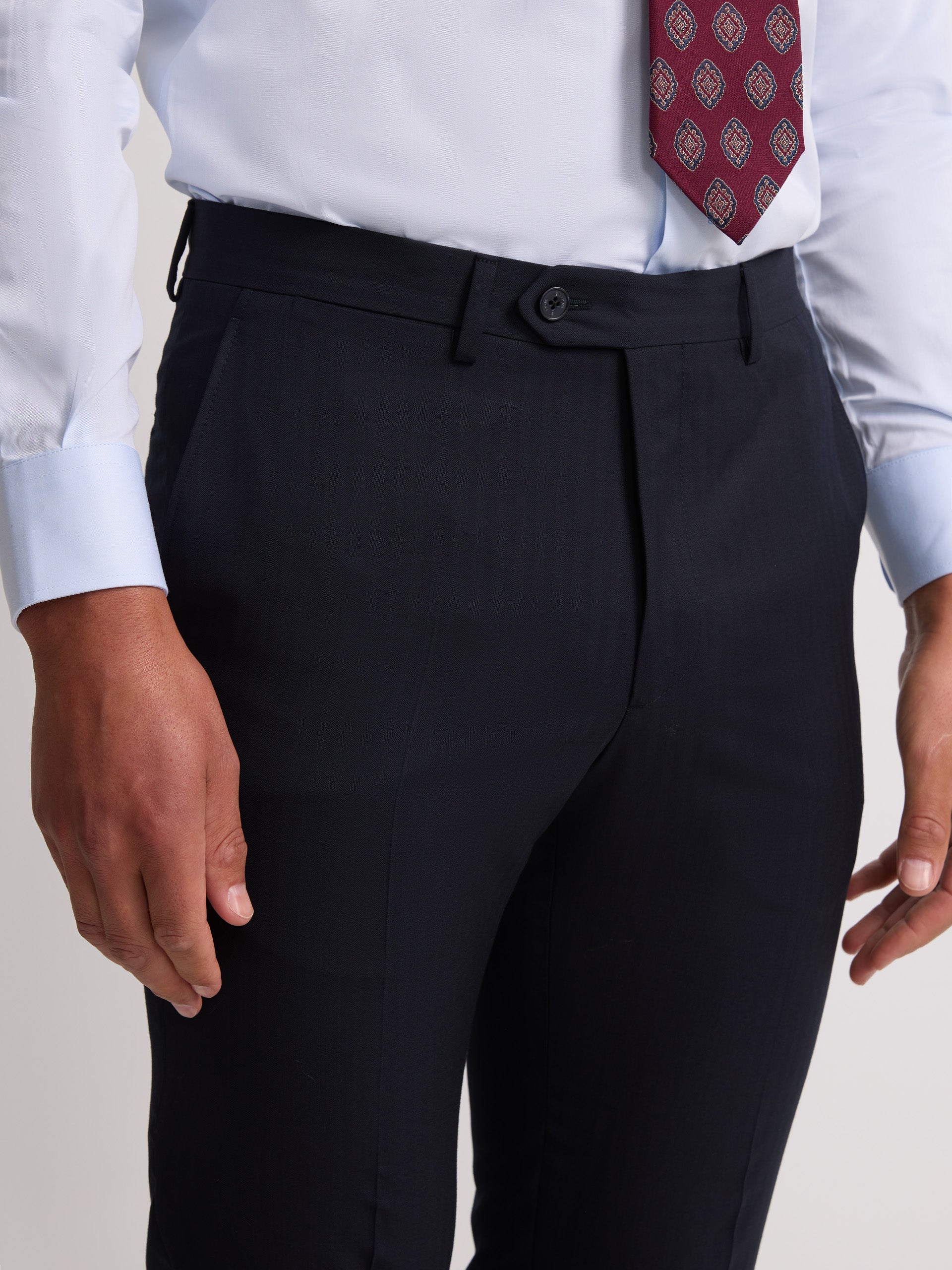 Pantalon traje clasico espiga azul marino