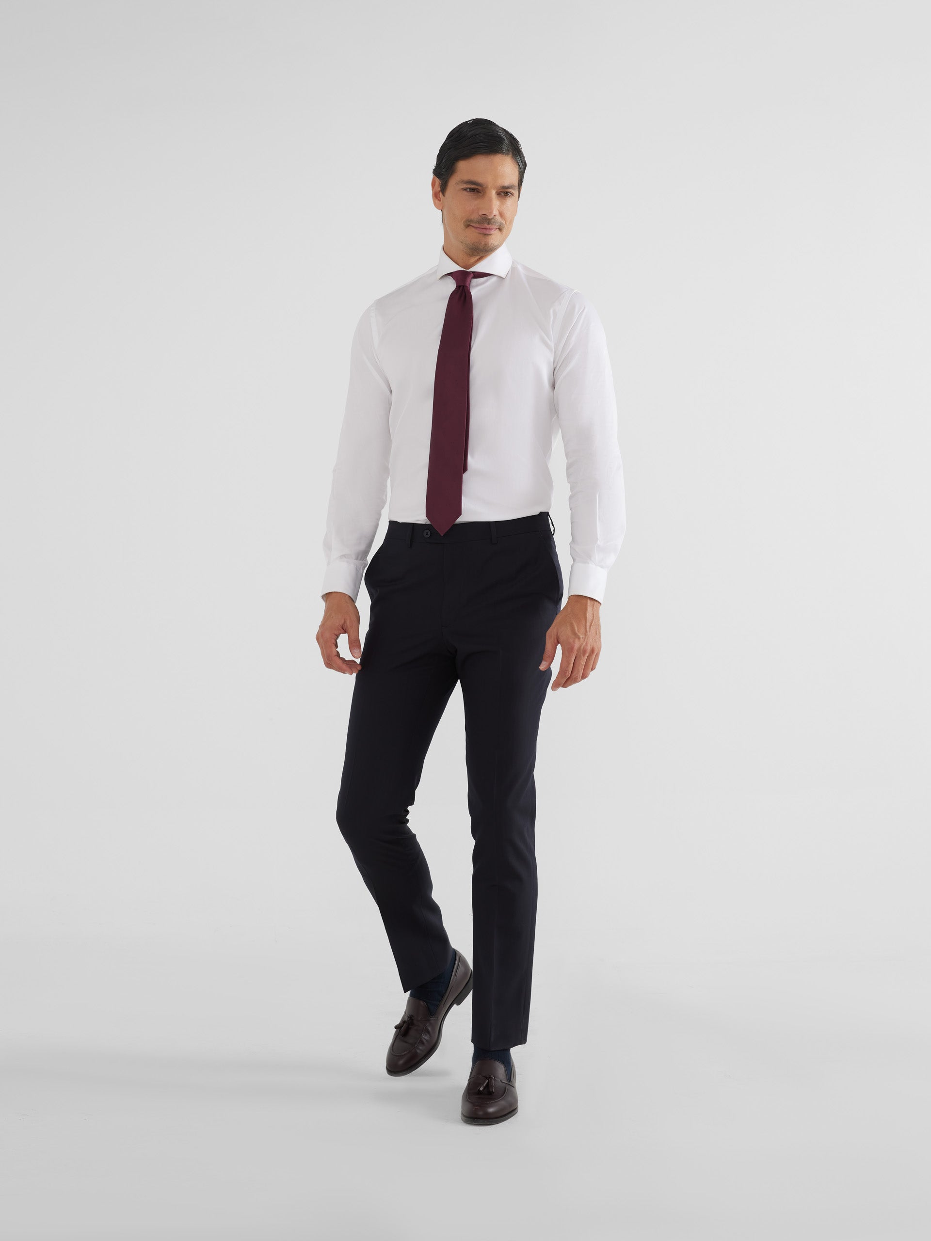 Classic navy blue herringbone suit pants