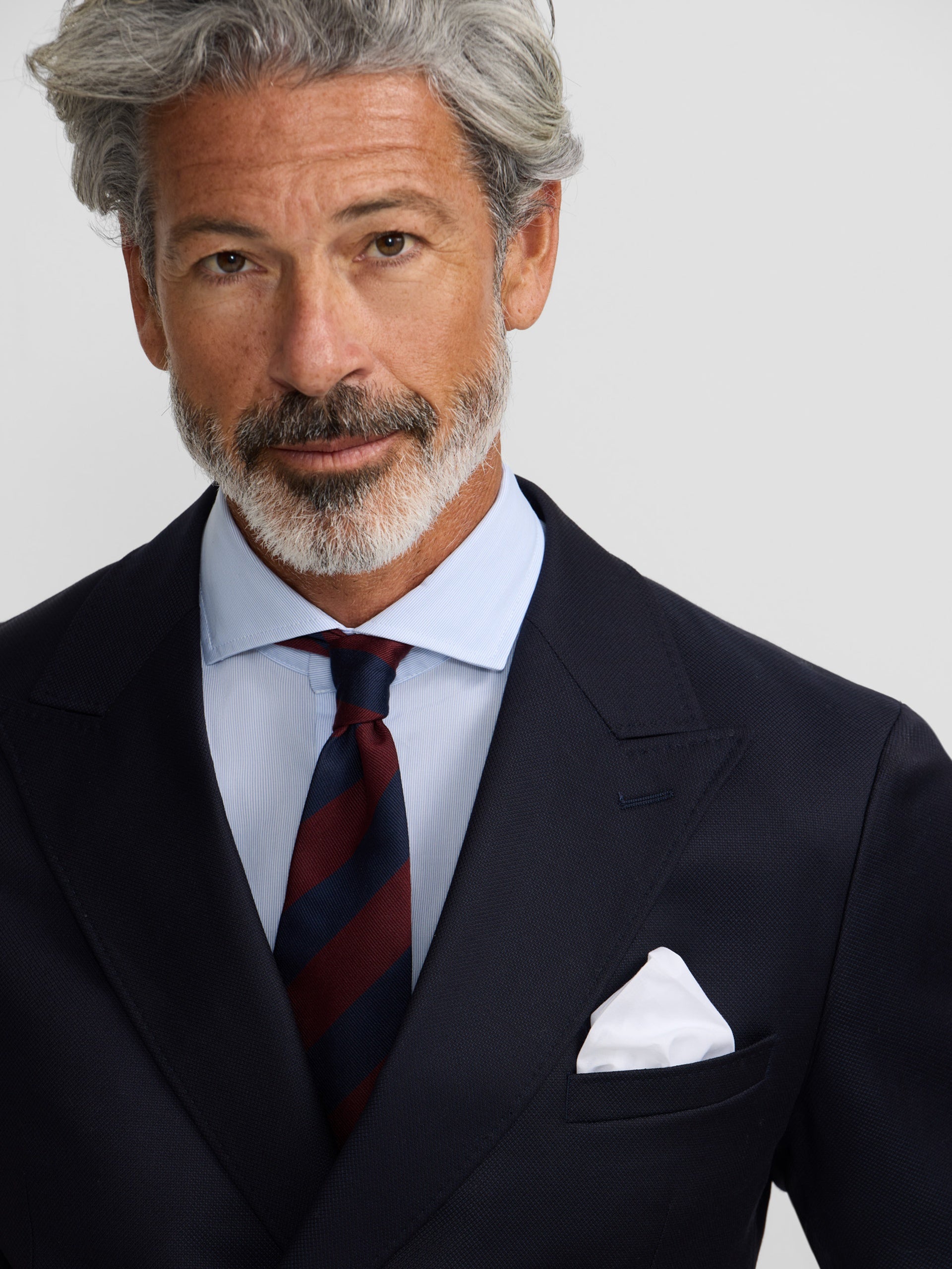 Navy blue double-breasted stretch jacket