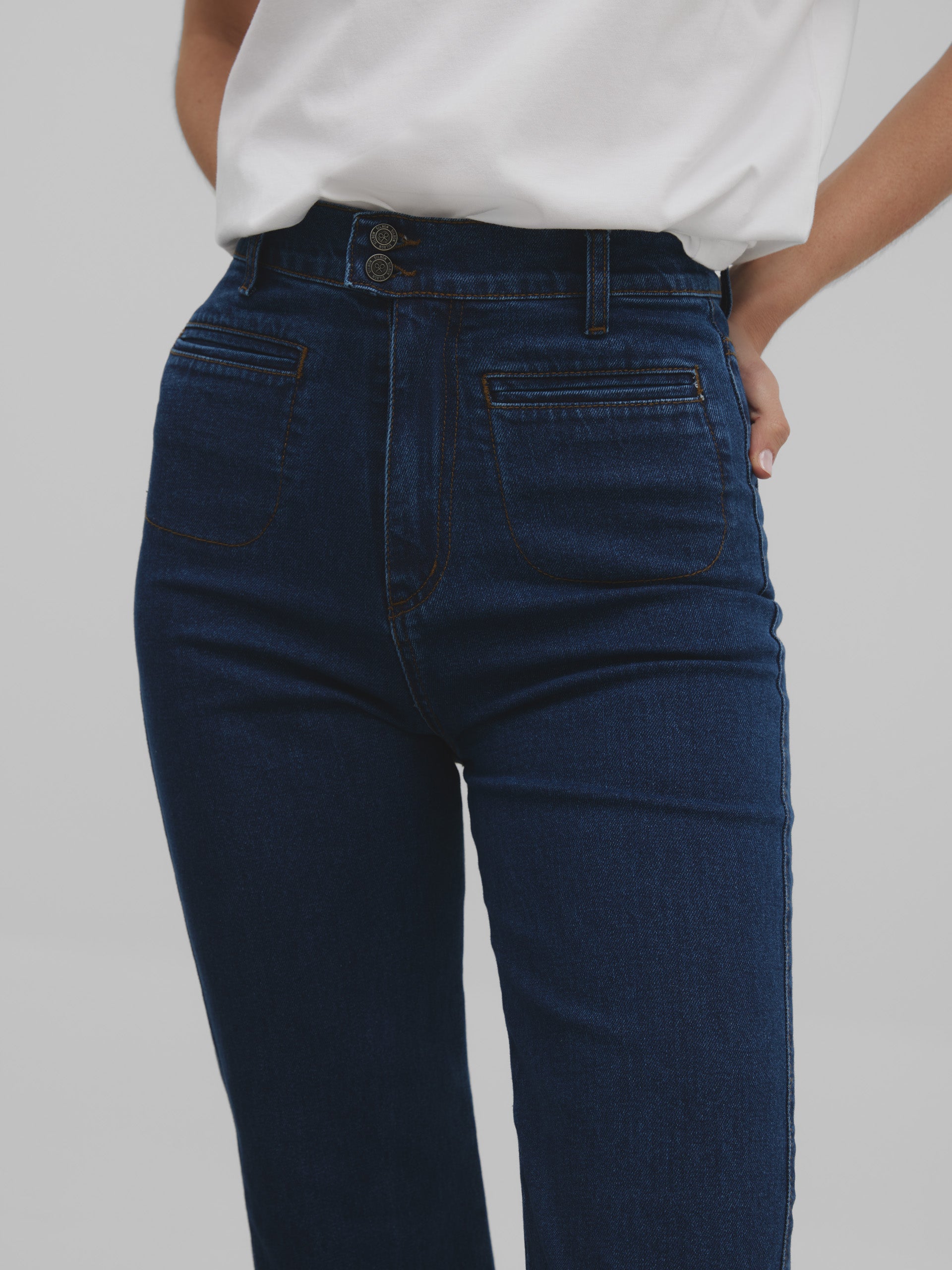 Flare denim pants with pockets