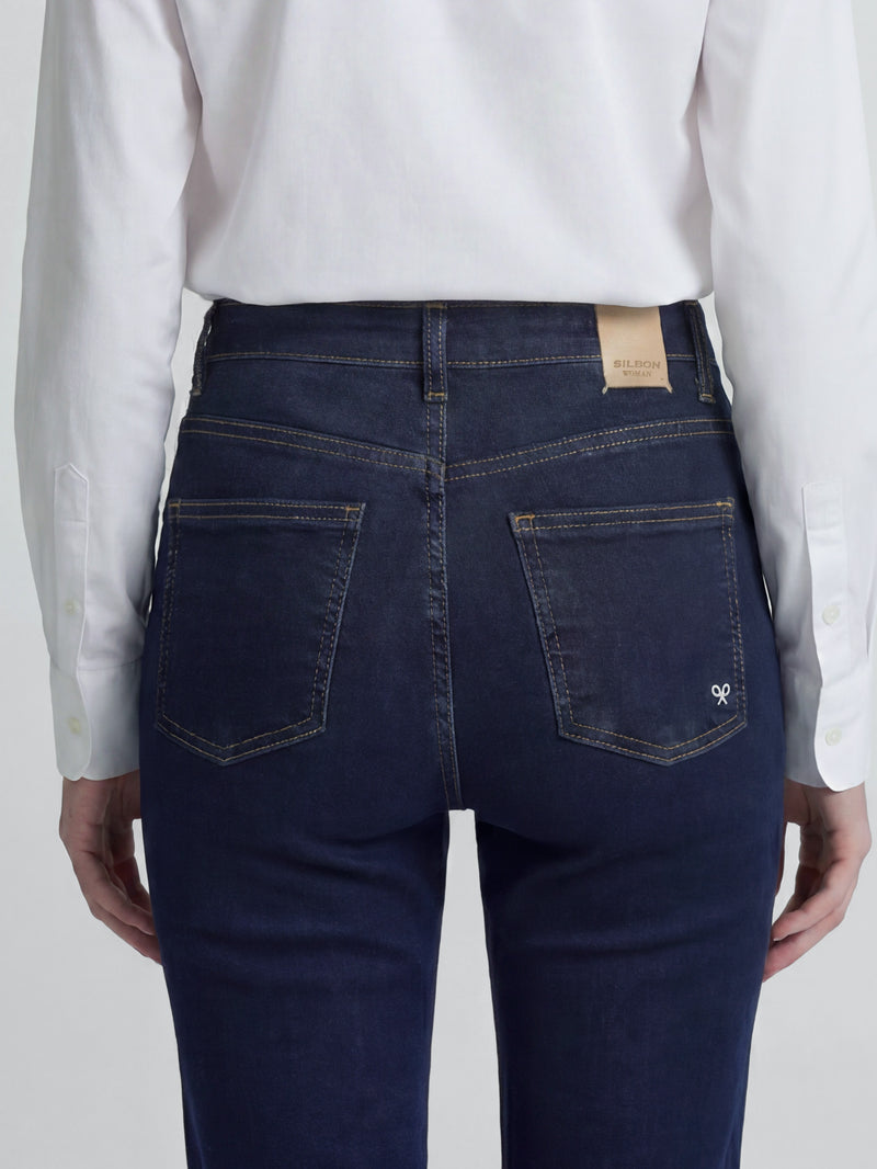 Calças de mulher boot cut azul-marinho
