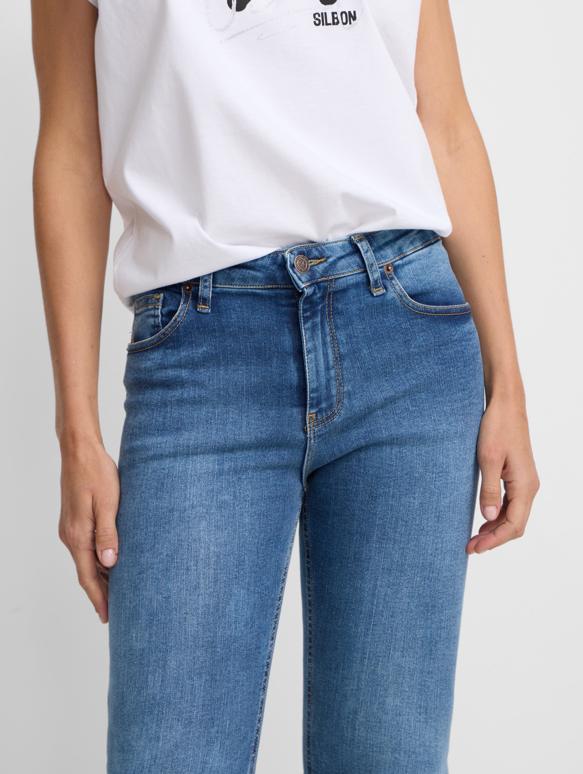 Pantalon woman slim fit denim medio