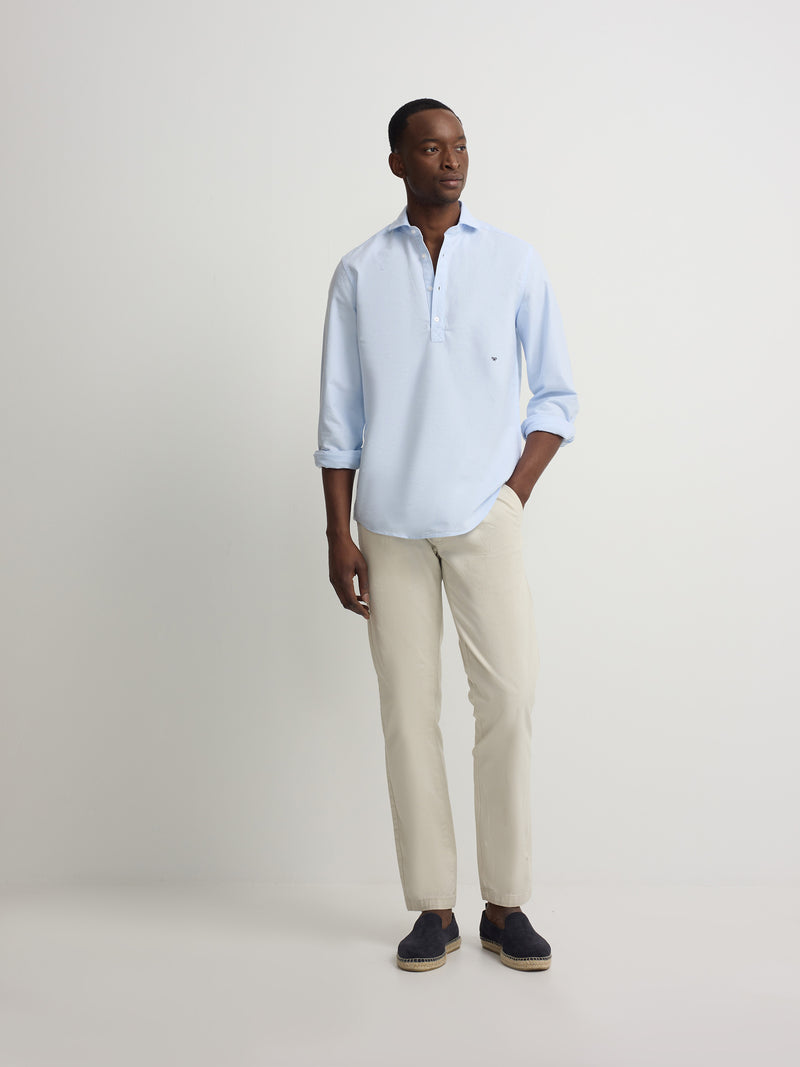 Polo desportivo oxford azul-claro