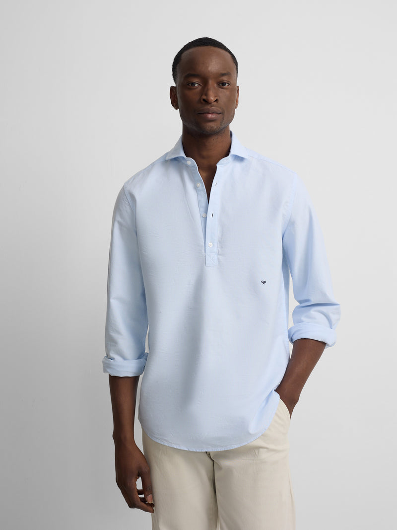 Polo desportivo oxford azul-claro