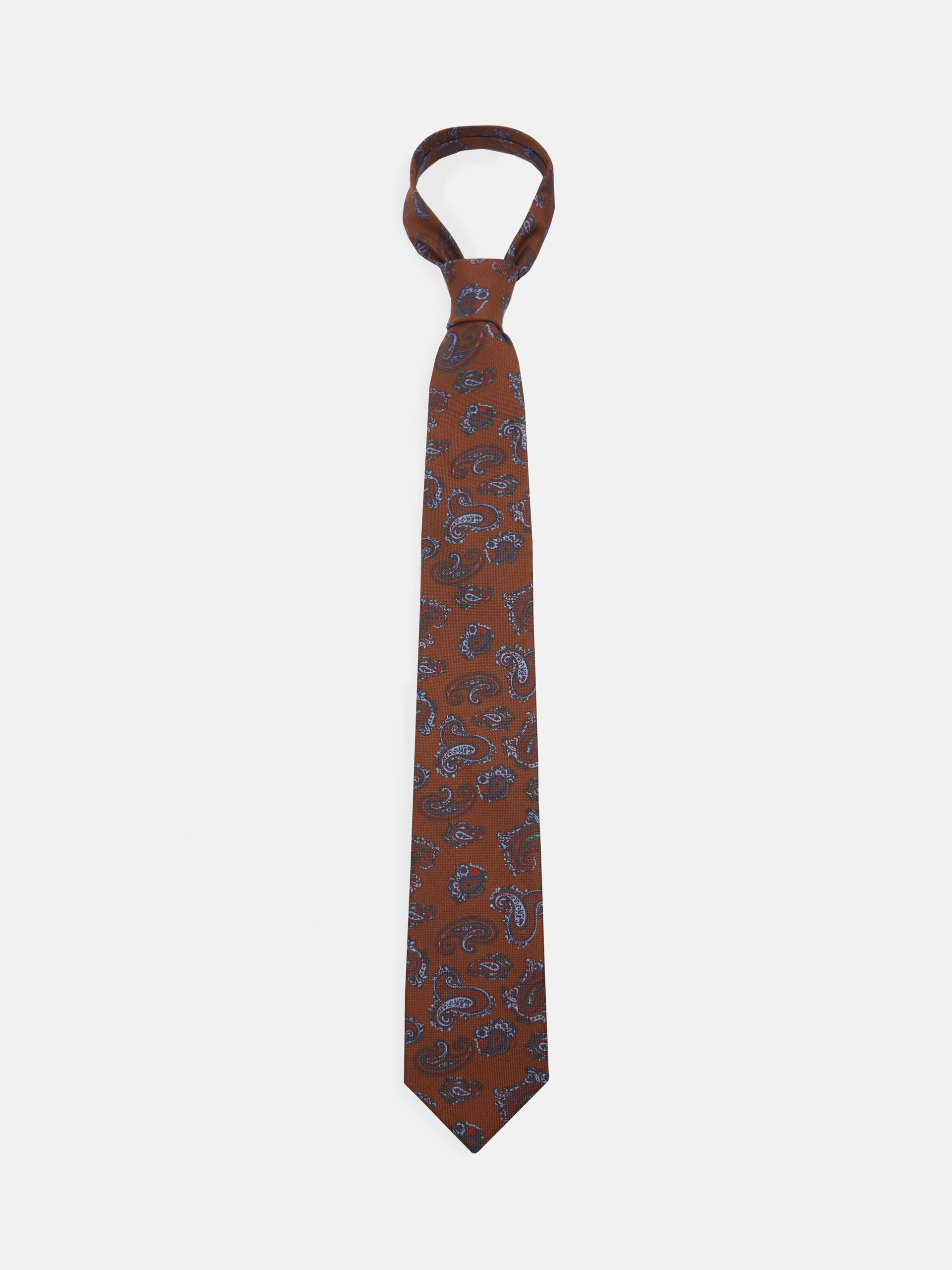 Corbata estampada paisley marron
