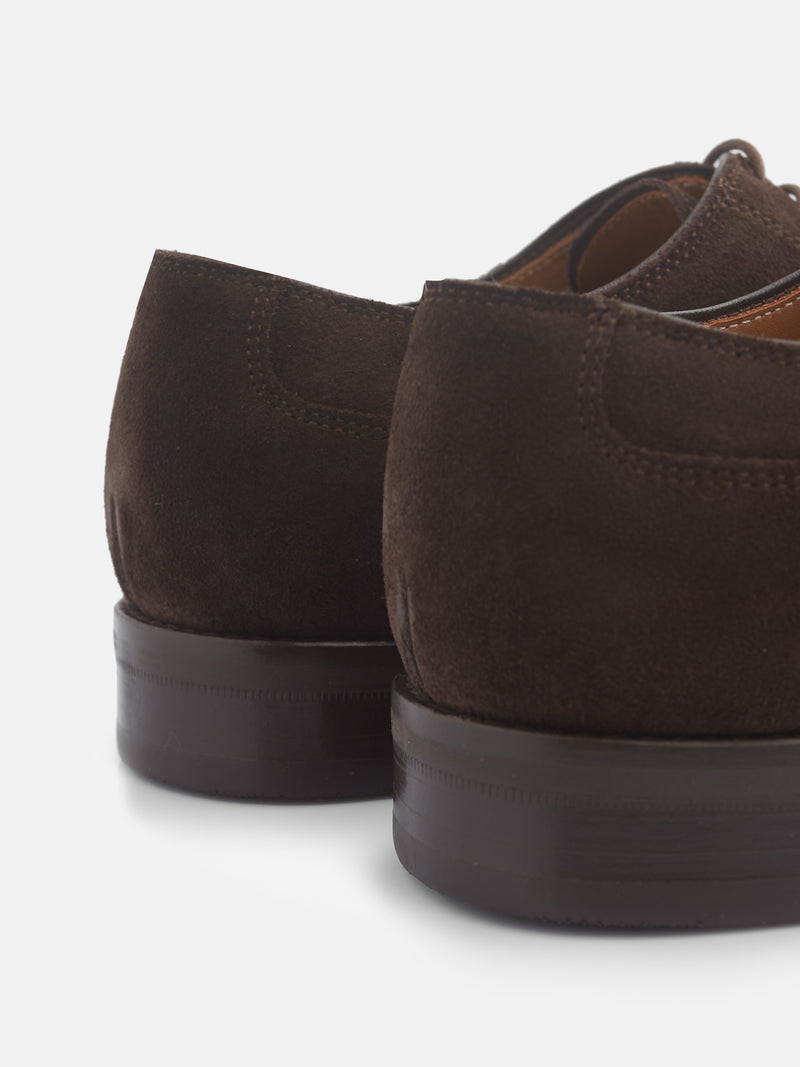 Zapato clasico ante cordones marron oscuro