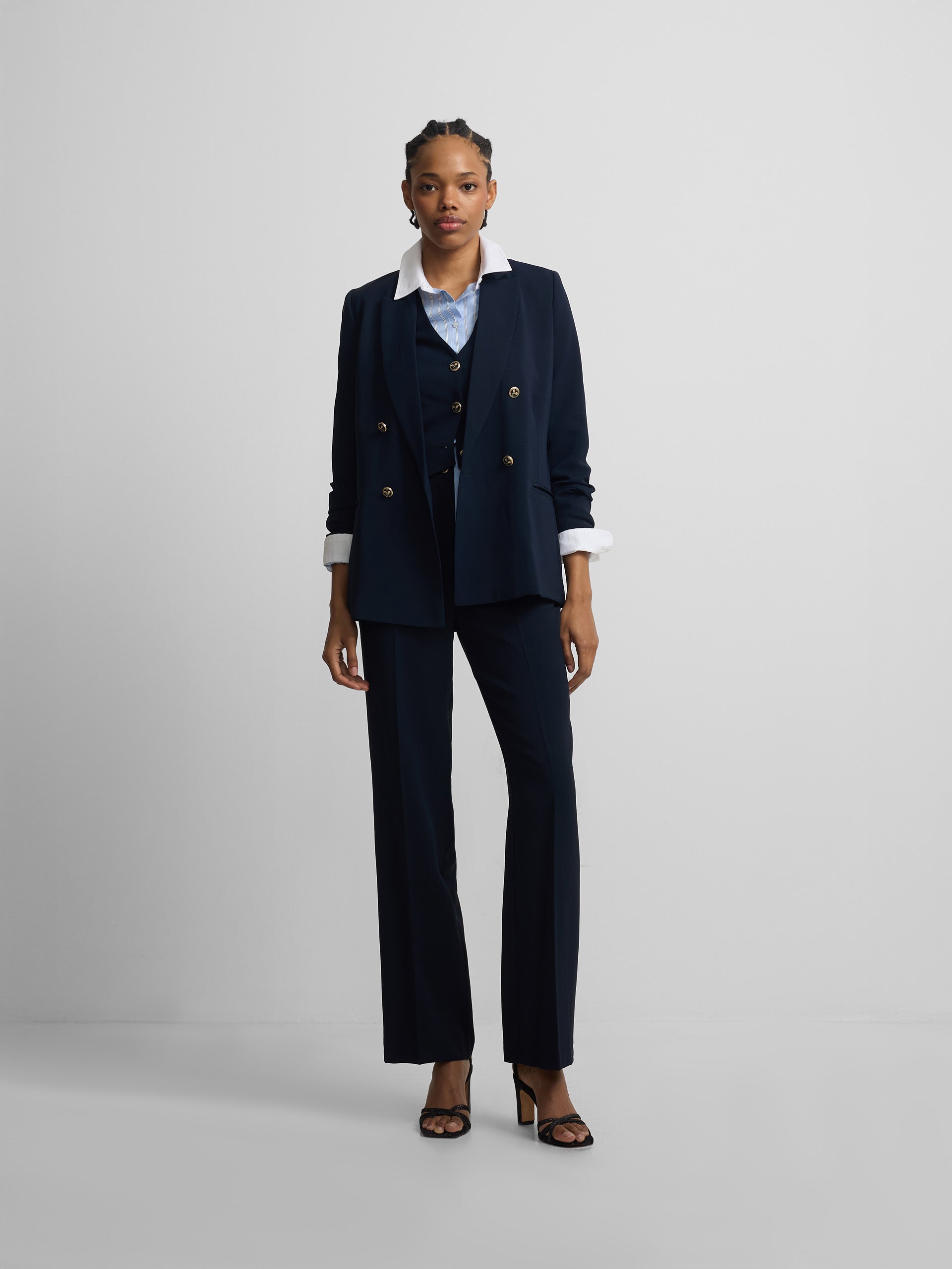 Blazer clássica azul-marinho para mulher