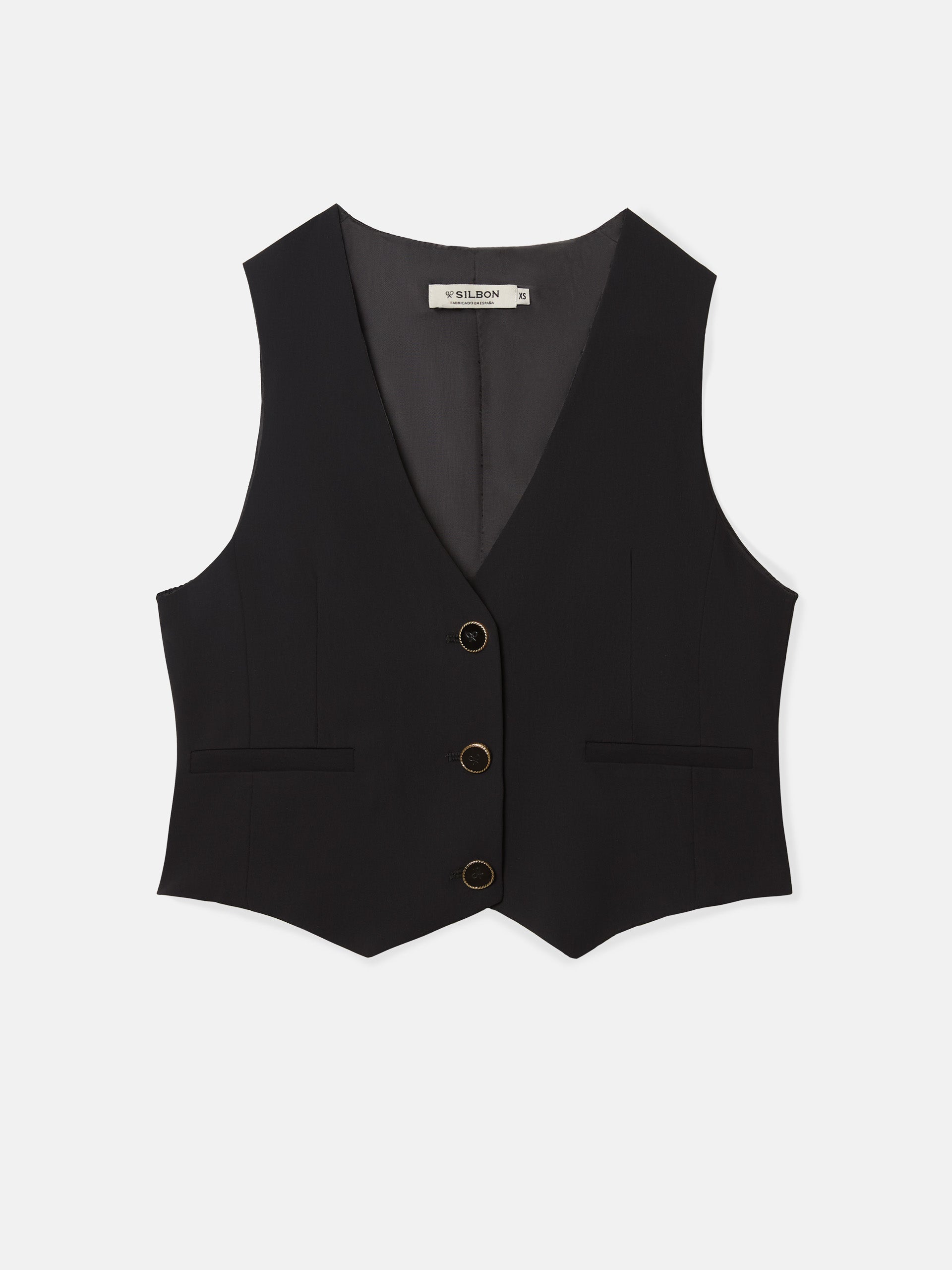 Colete clássico de alfaiataria preto para mulher